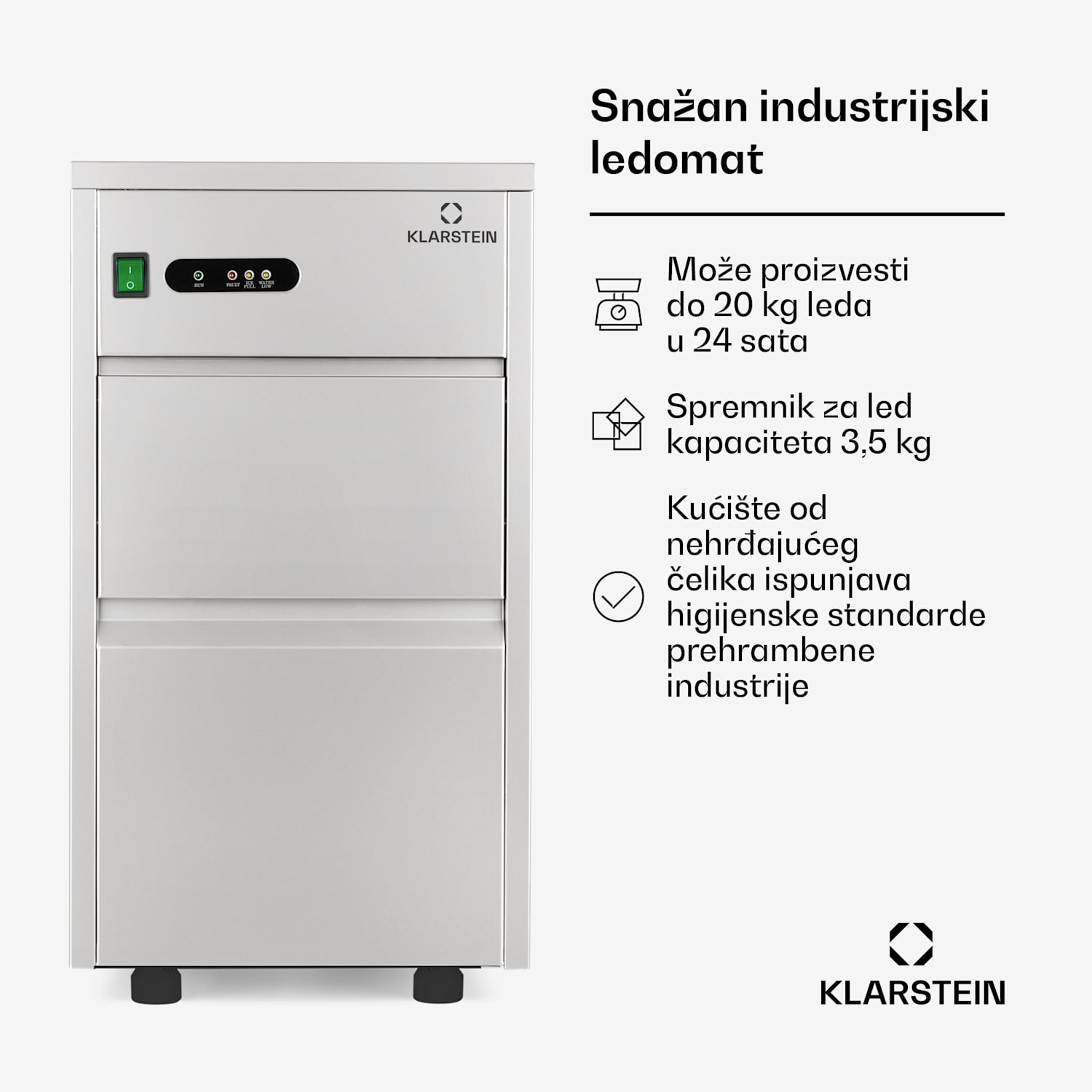 Powericer XL, ledomat, 240 W, 20 kg / dan, od nehrđajućeg čelika XL