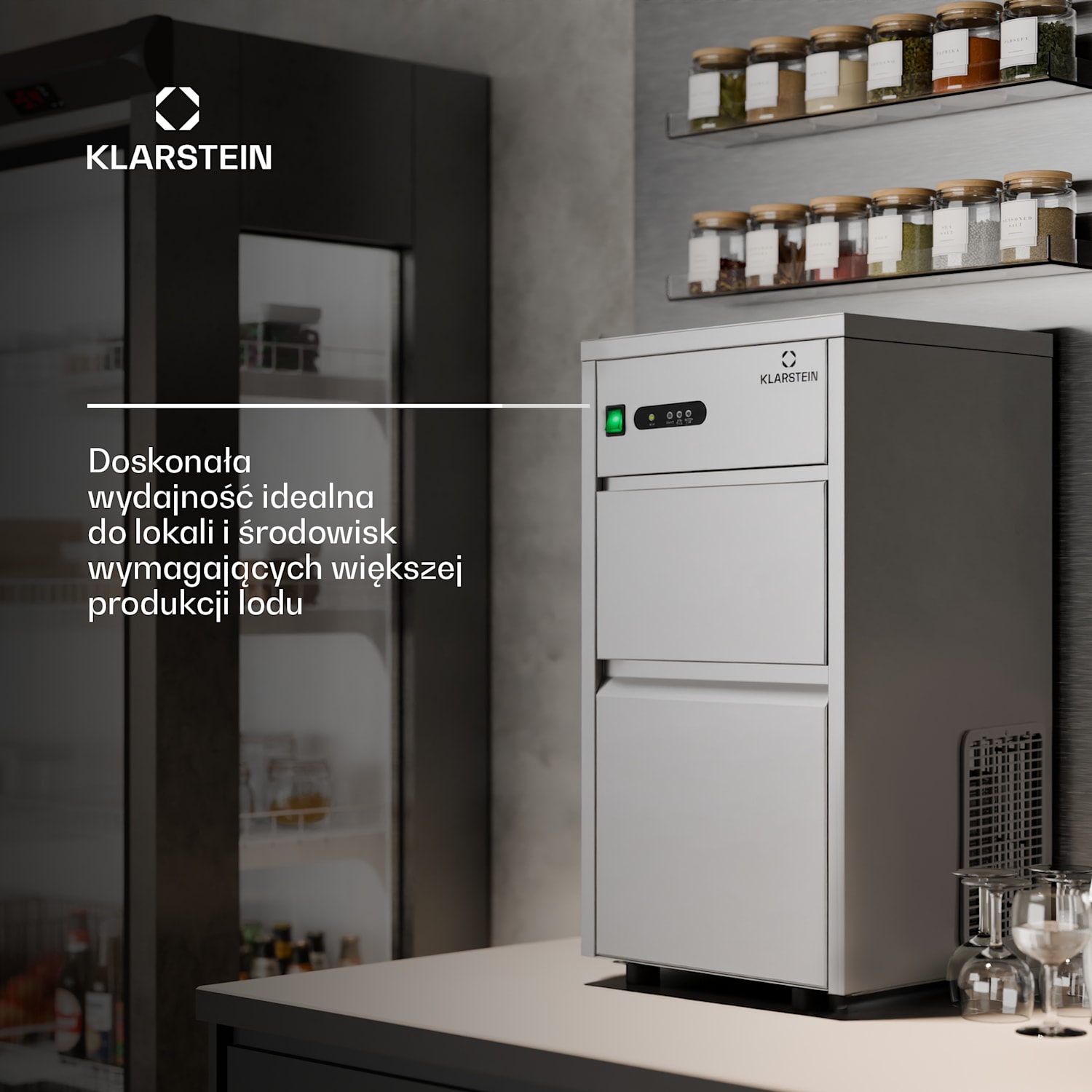 Powericer XL, Maszyna do kostek lodu przemysłowa, 240W 20kg/dzień XL