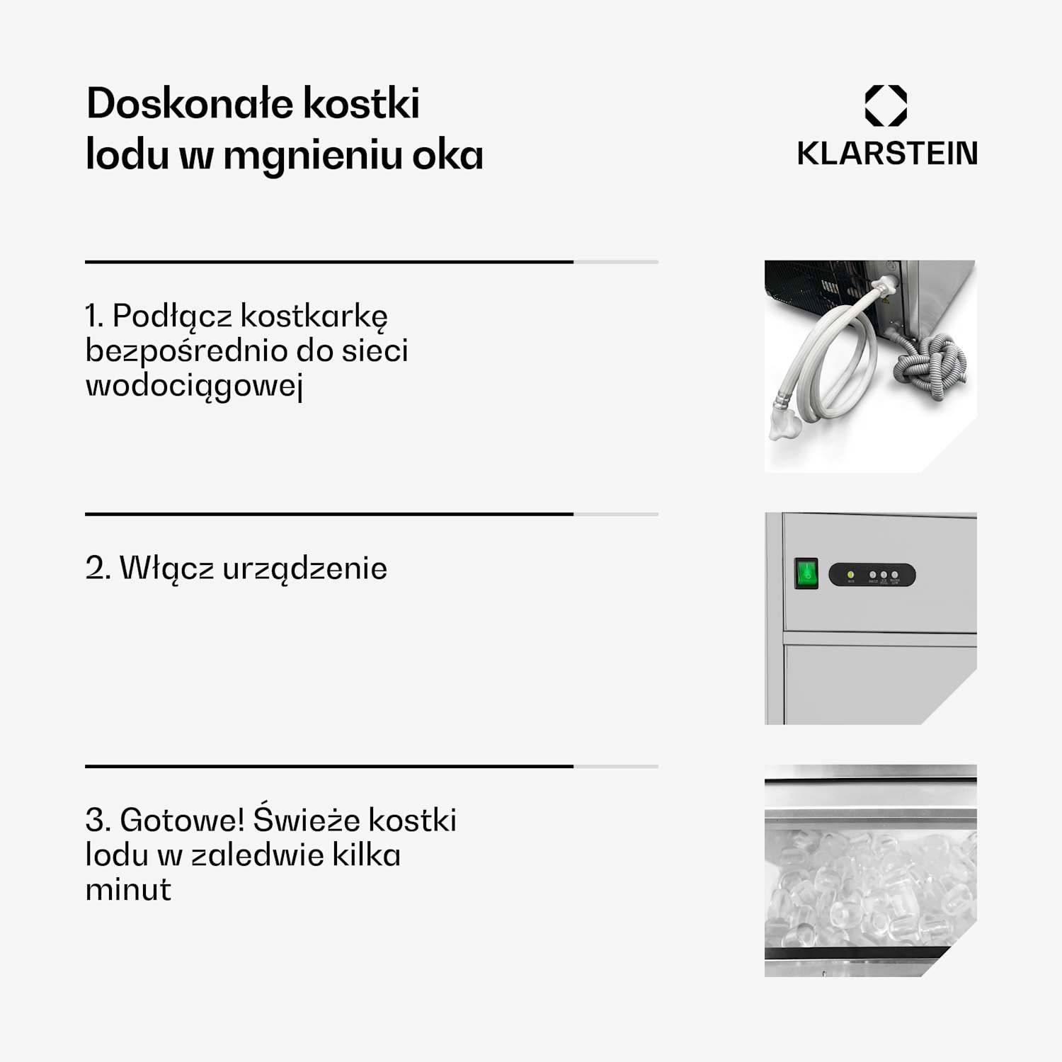 Powericer XL, Maszyna do kostek lodu przemysłowa, 240W 20kg/dzień XL