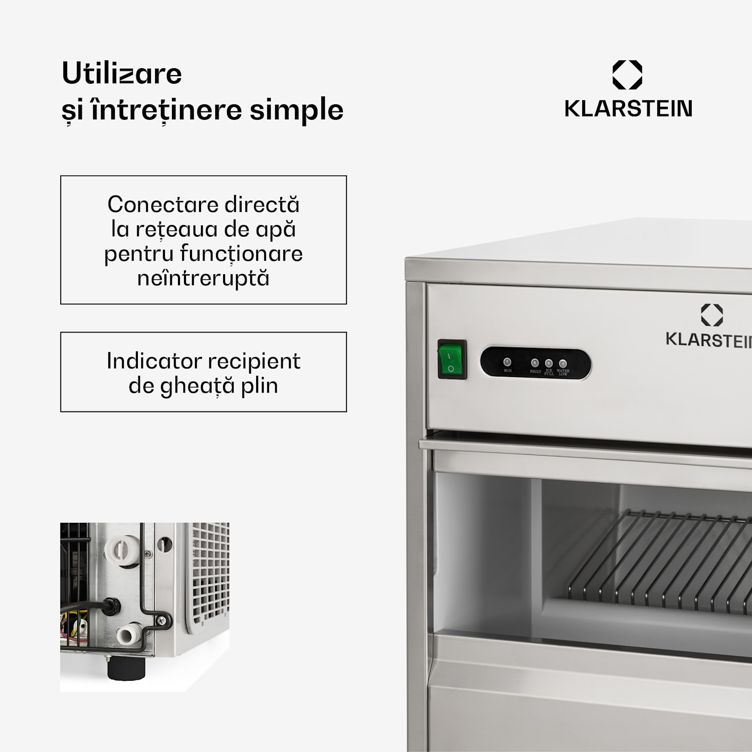 Industrie mașină de gheață 145W 20 kg / zi, din oțel inoxidabil XL