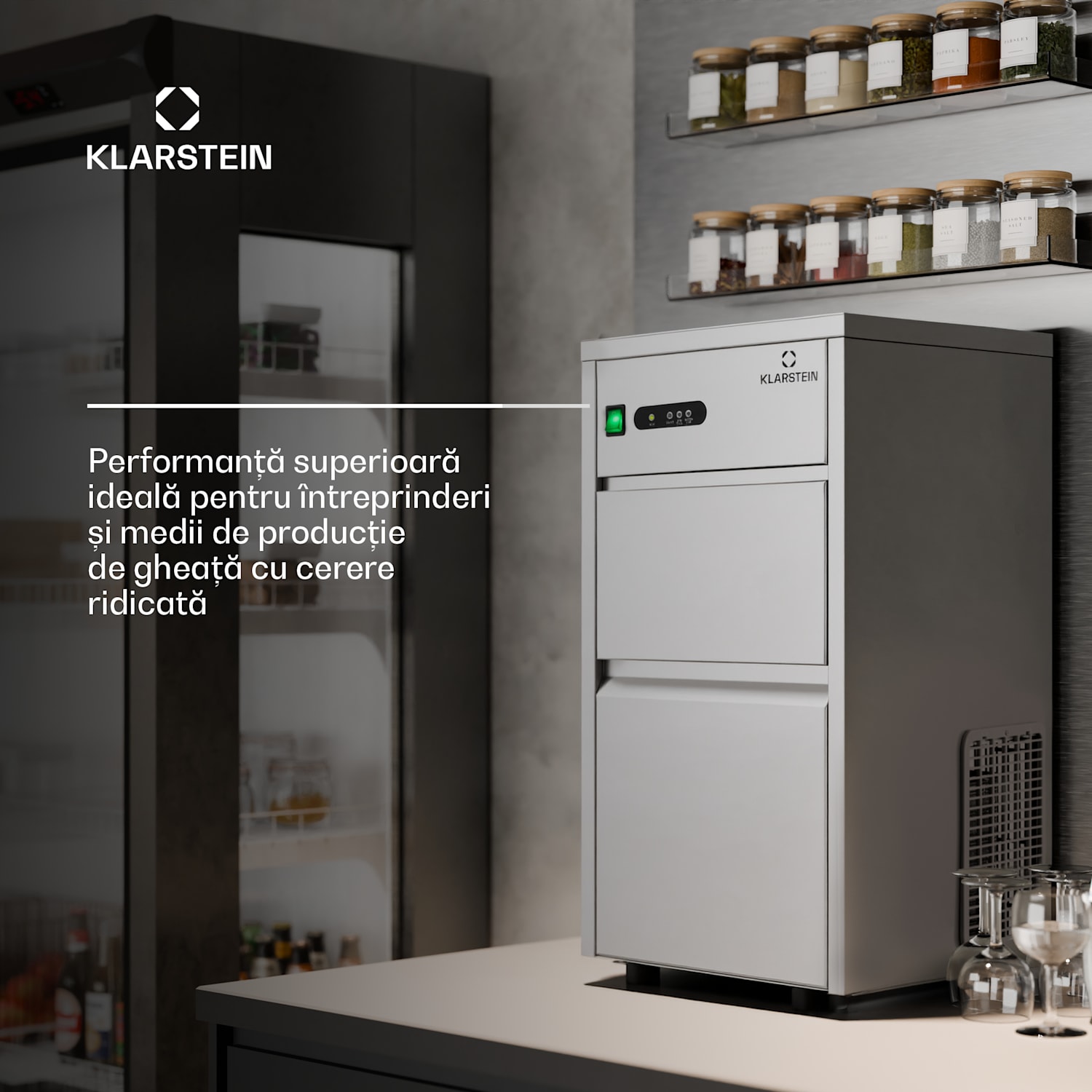 Industrie mașină de gheață 145W 20 kg / zi, din oțel inoxidabil XL