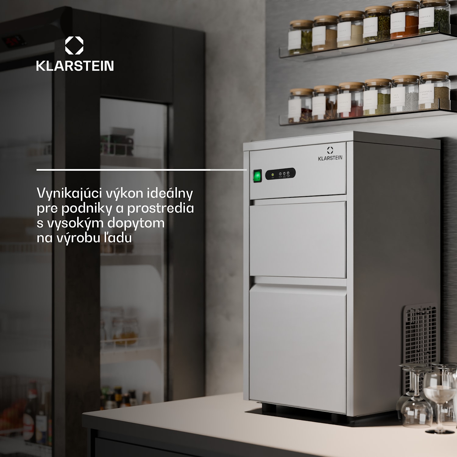 Powericer XL, výrobník ľadu, priemyselné zariadenie na výrobu kociek ľadu, 145 W XL