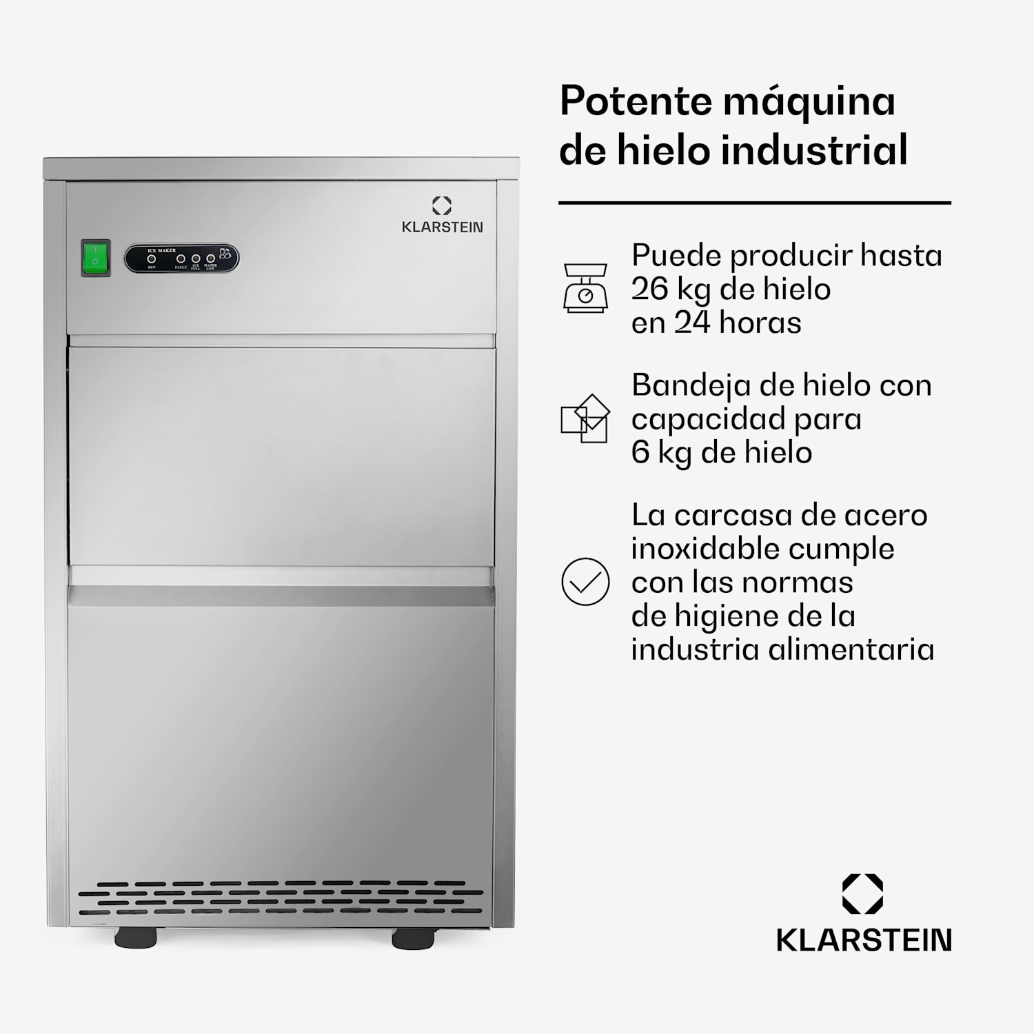 Powericer-XXL máquina hielo fabricador de cubitos 25kg/24h acero inox XXL