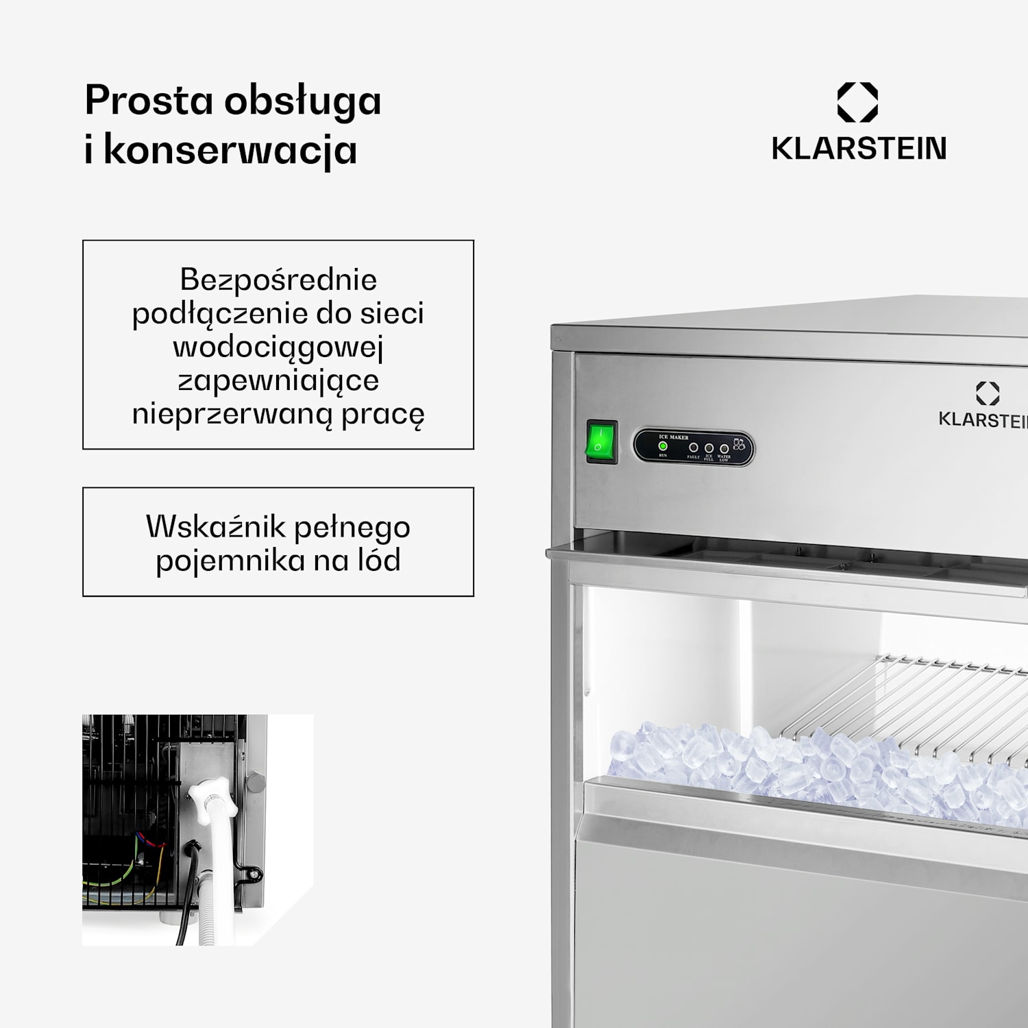 Powericer XXL, Maszyna do kostek lodu przemysłowa, 240W 25kg/dzień XXL
