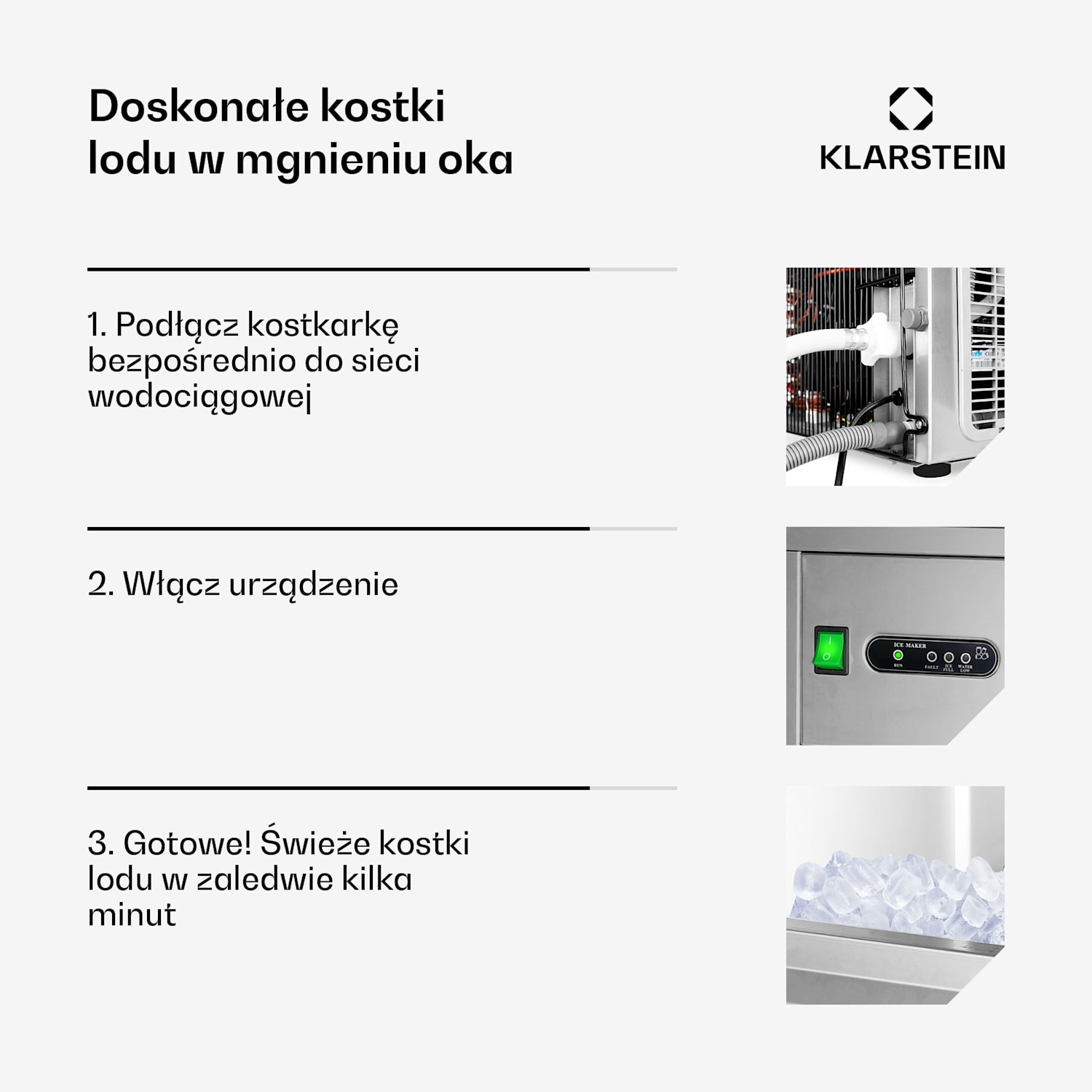 Powericer XXL, Maszyna do kostek lodu przemysłowa, 240W 25kg/dzień XXL