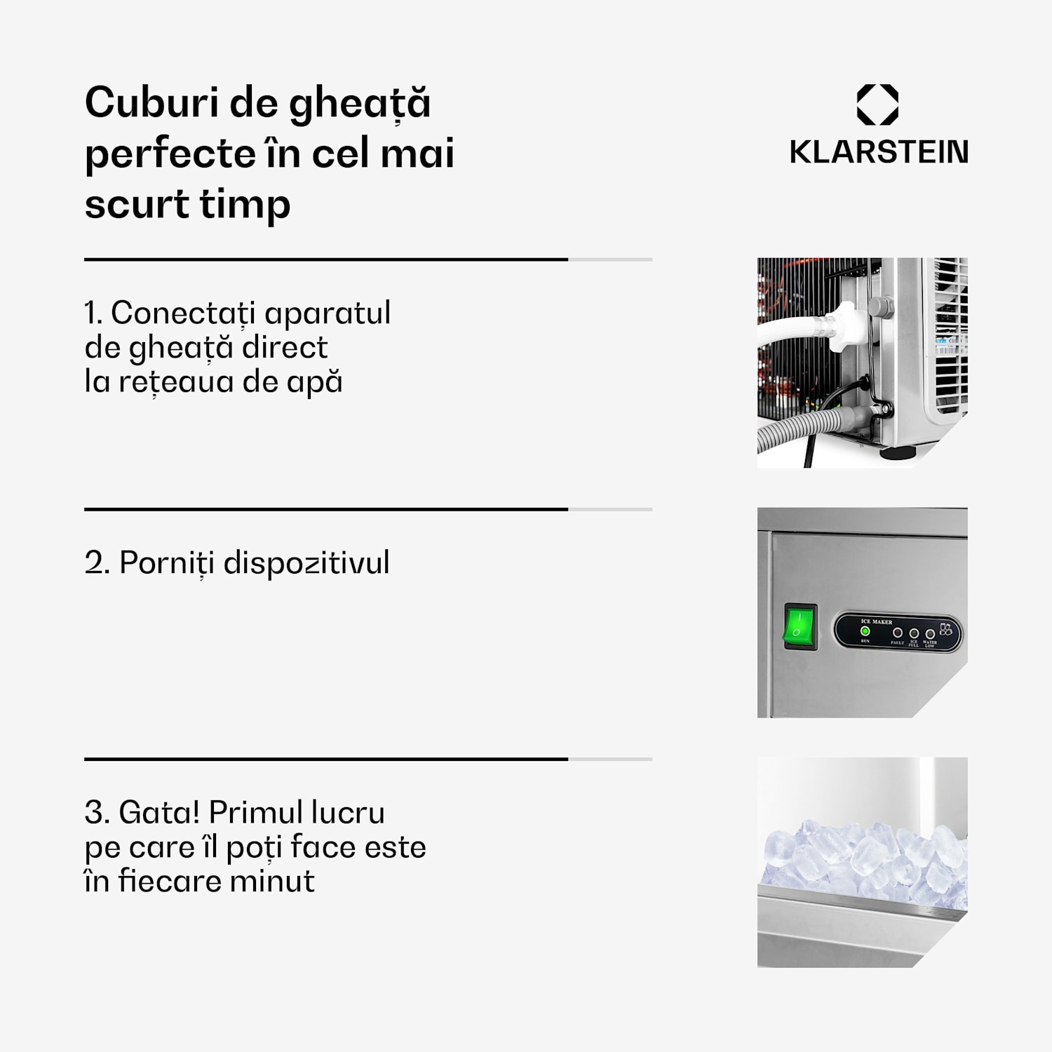 industrie mașină de gheață 160W 25 kg / zi din oțel inoxidabil XXL