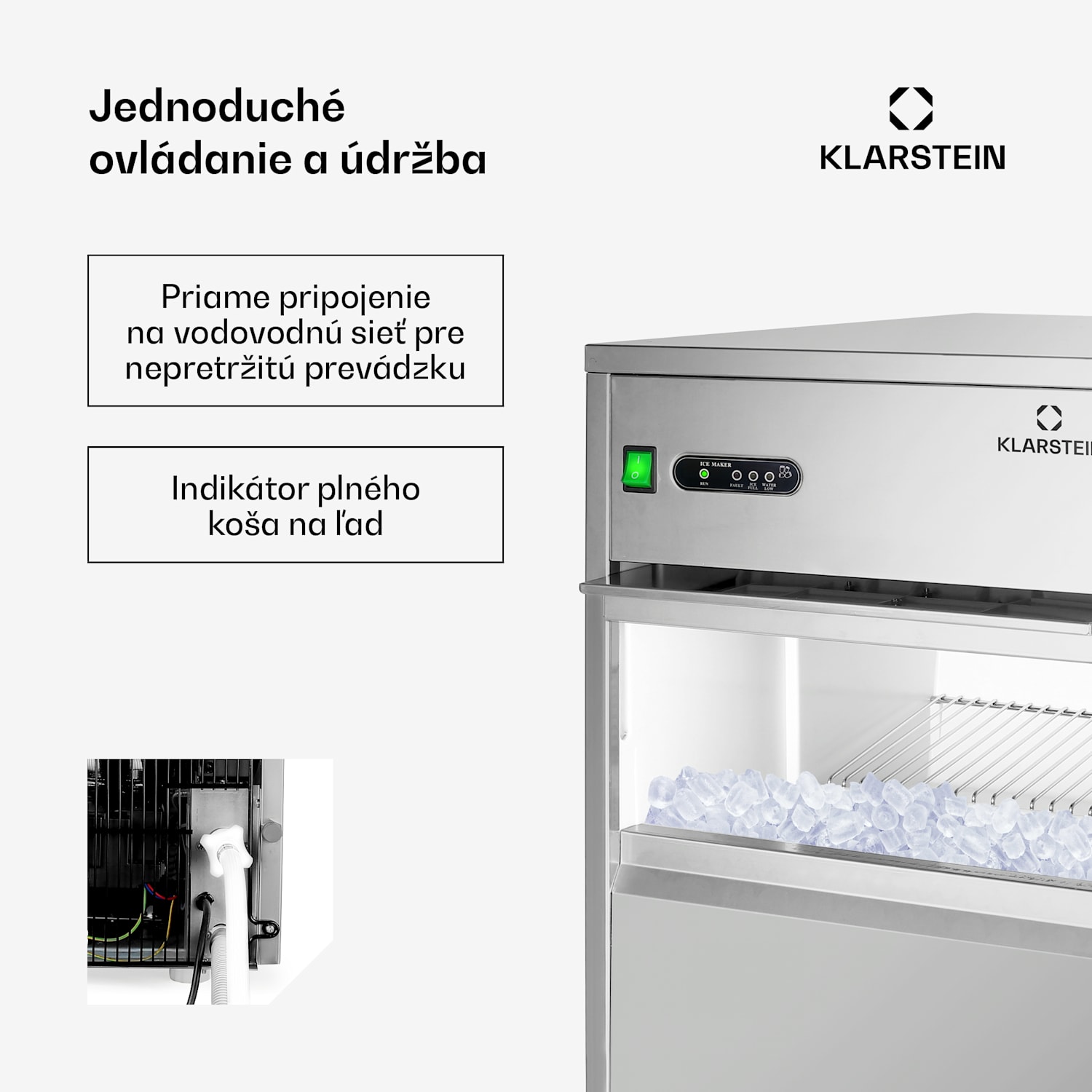 Powericer XXL, výrobník ľadu, priemyselné zariadenie na výrobu kociek ľadu, 160 W XXL