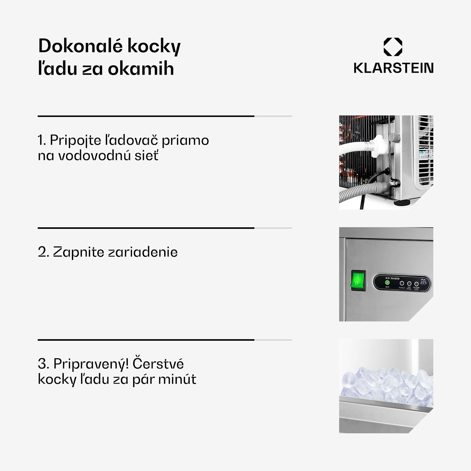 Powericer XXL, výrobník ľadu, priemyselné zariadenie na výrobu kociek ľadu, 160 W XXL
