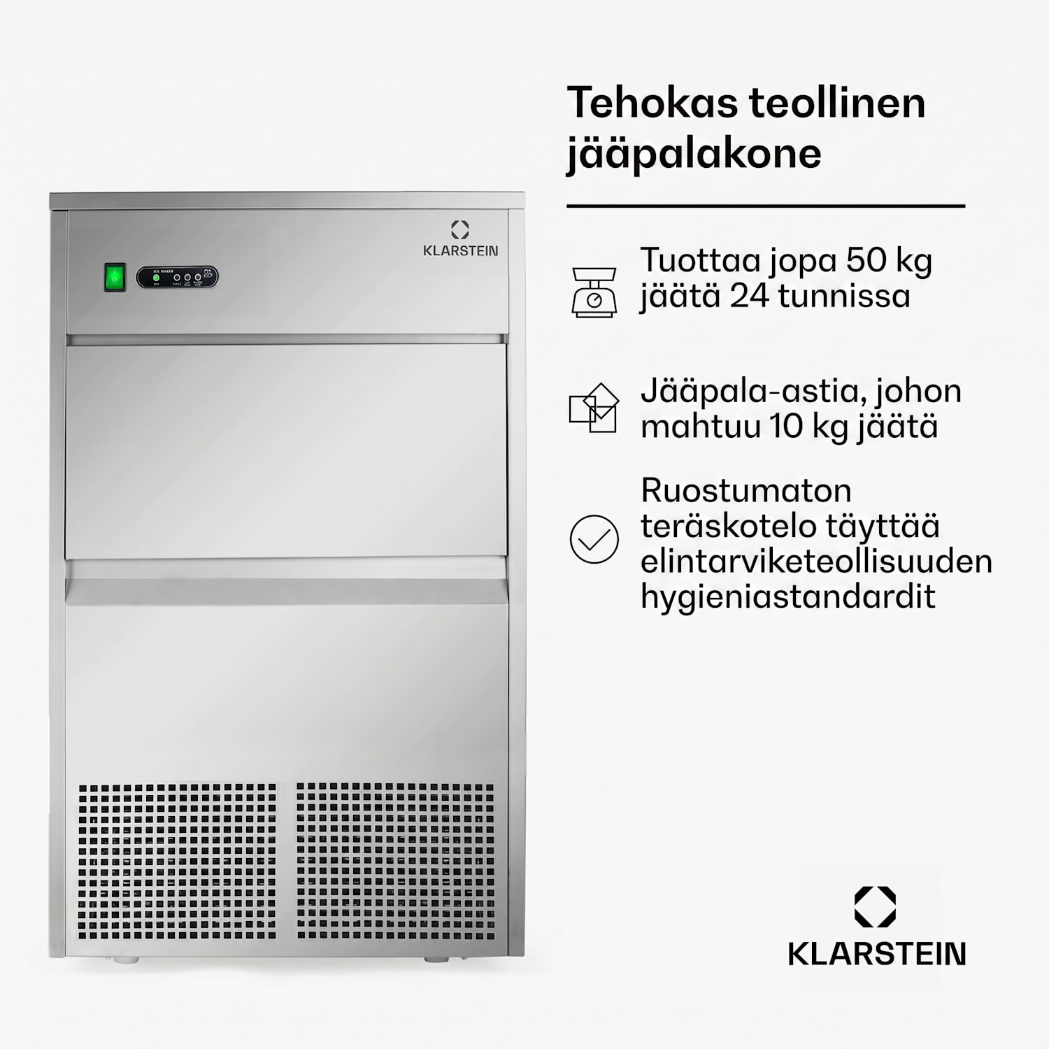 Jääpalakone 380W 50kg/päivä ruostumatonta terästä XXXL