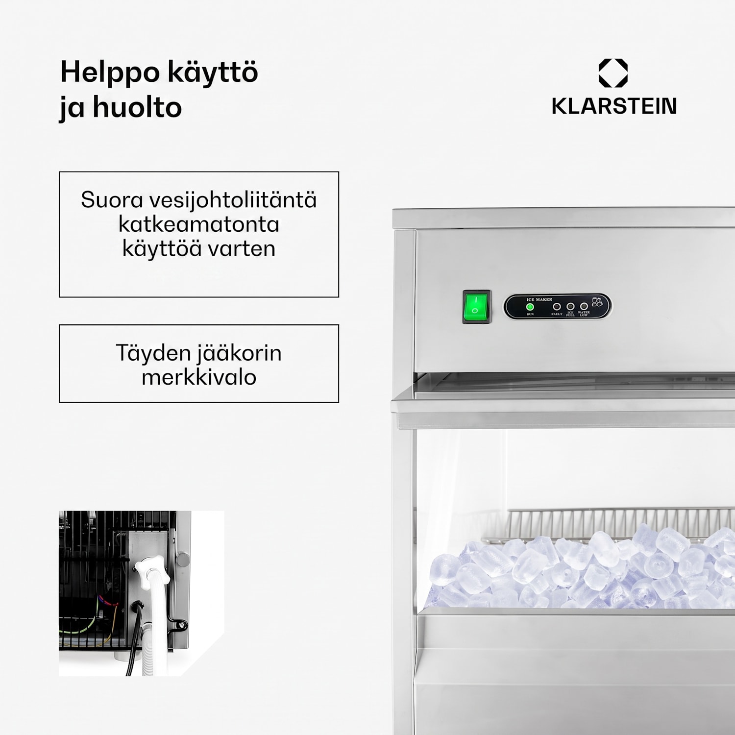 Jääpalakone 380W 50kg/päivä ruostumatonta terästä XXXL