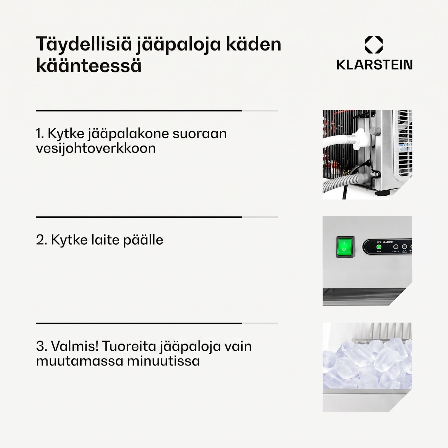 Jääpalakone 380W 50kg/päivä ruostumatonta terästä XXXL