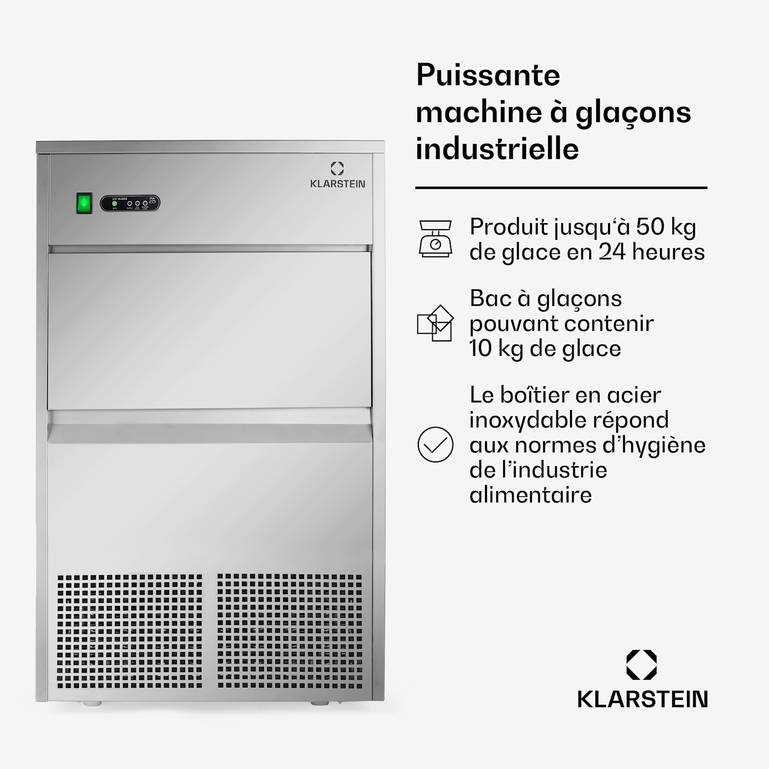 Machine à glaçons industrielle 260W 50kg/jour XXXL