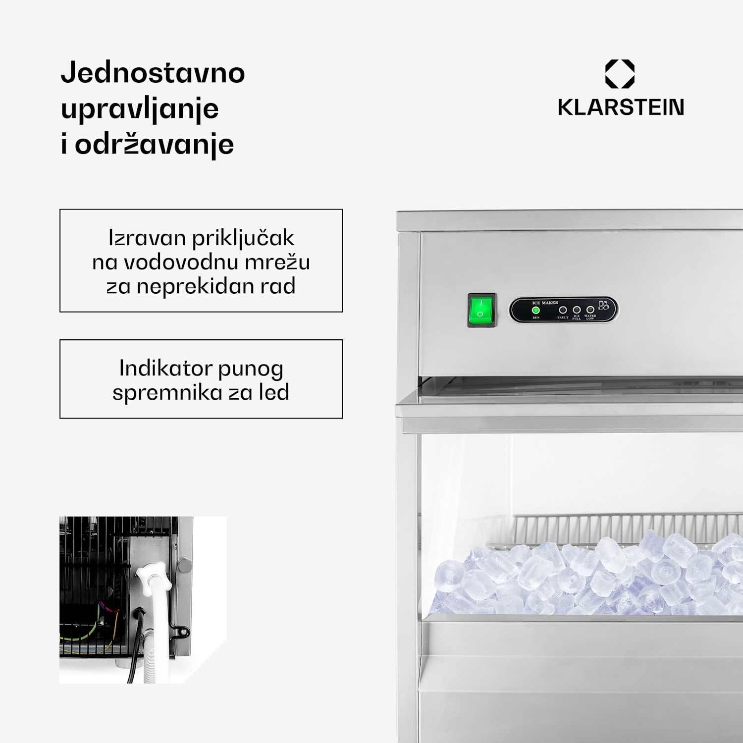 industrijsko postrojenje za proizvodnju kocki leda, 260 W, 50 kg / dan, od nehrđajućeg čelika XXXL