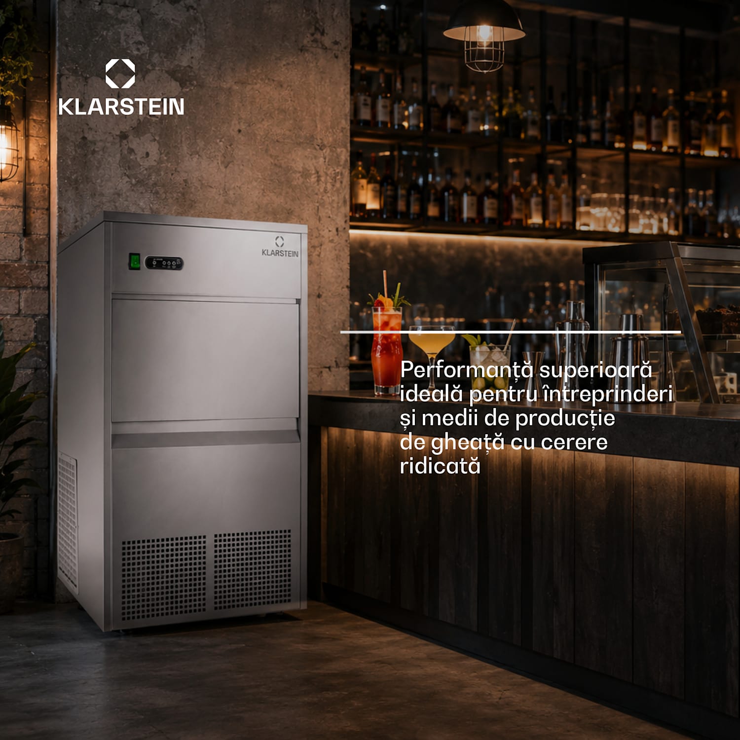 Industrie mașină de gheață 260W 50 kg / zi, din oțel inoxidabil XXXL