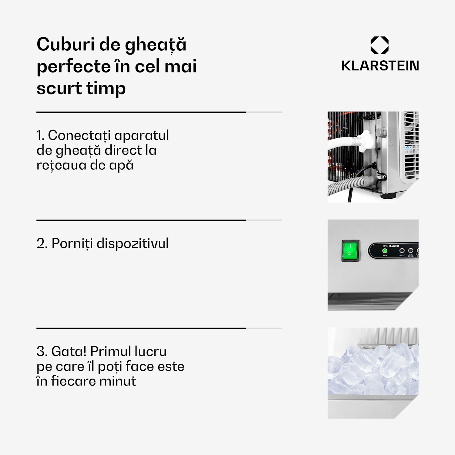 Industrie mașină de gheață 260W 50 kg / zi, din oțel inoxidabil XXXL