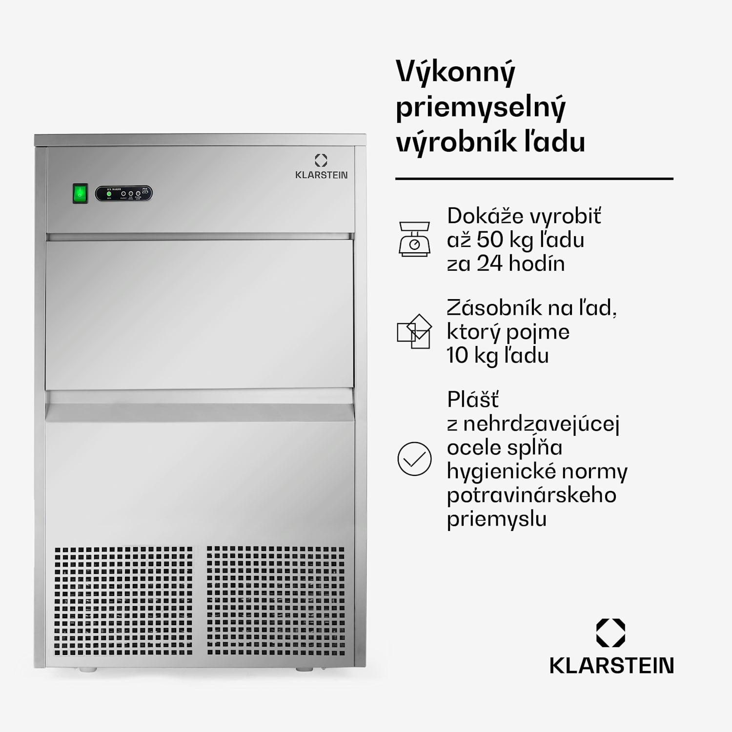 Powericer XXXL, výrobník ľadu, priemyselné zariadenie na výrobu kociek ľadu, 260 W XXXL