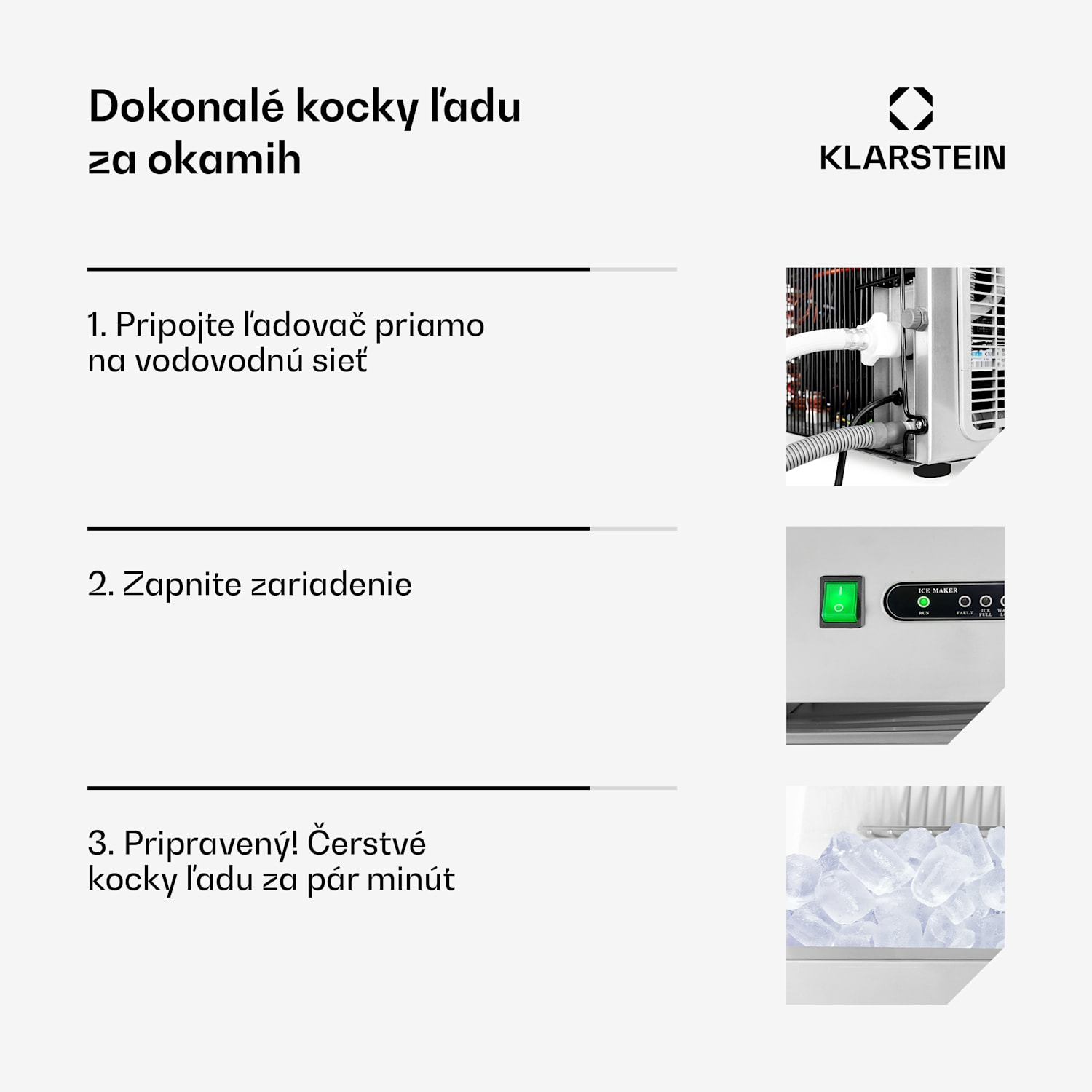 Powericer XXXL, výrobník ľadu, priemyselné zariadenie na výrobu kociek ľadu, 260 W XXXL