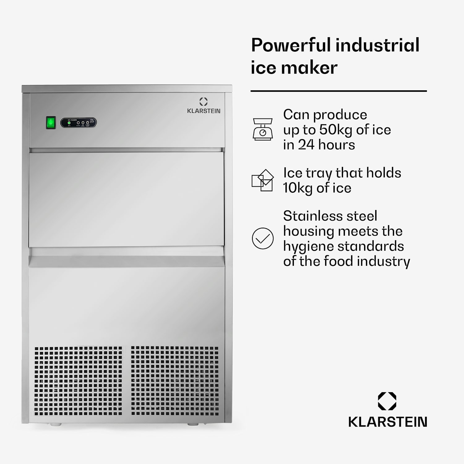 Jääpalakone 380W 50kg/päivä ruostumatonta terästä XXXL