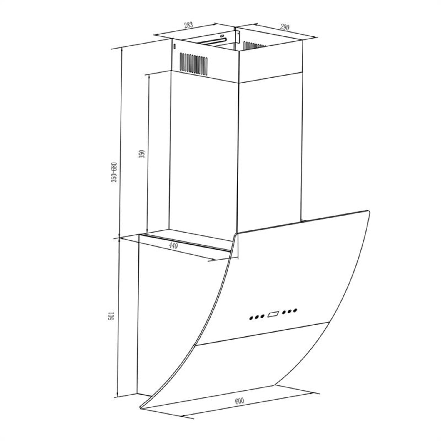Klarstein RGL60BL, kuhinjska napa, 60 cm, 600m3/h 60 | Crna