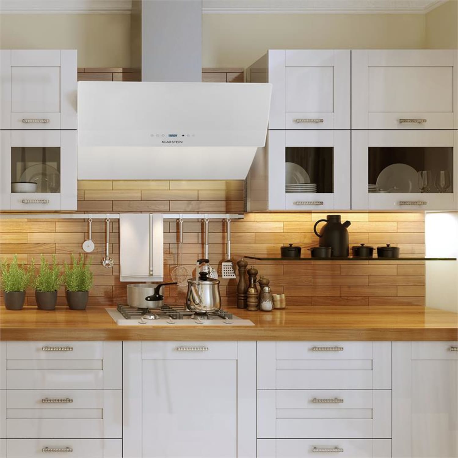 Klarstein Rgl90Bl, Kaminska Napa, 90 Cm, Bele Barve 90 | Bela