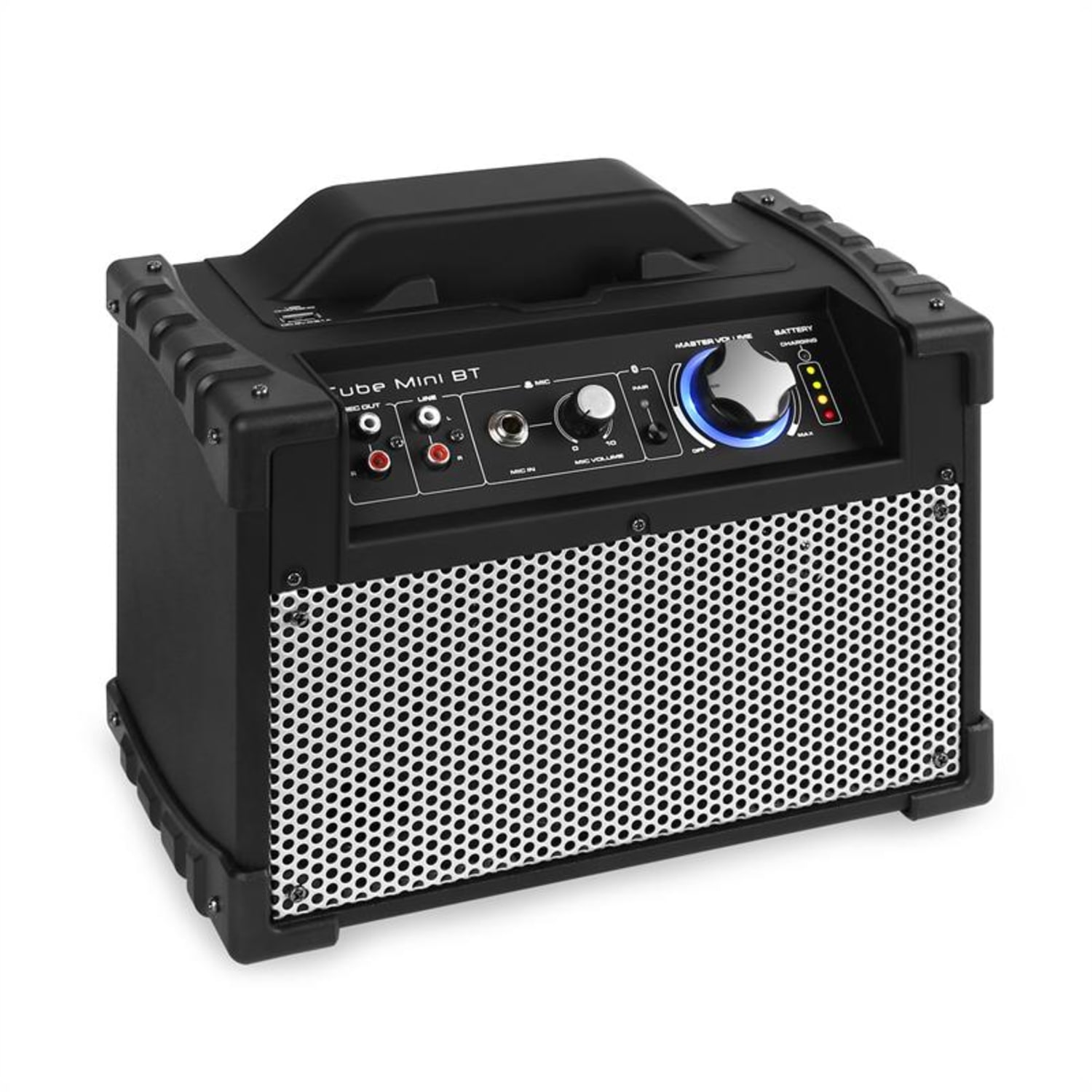 Mini Cube BT, hordozható PA hangfal, bluetooth, USB, AUX, fekete 