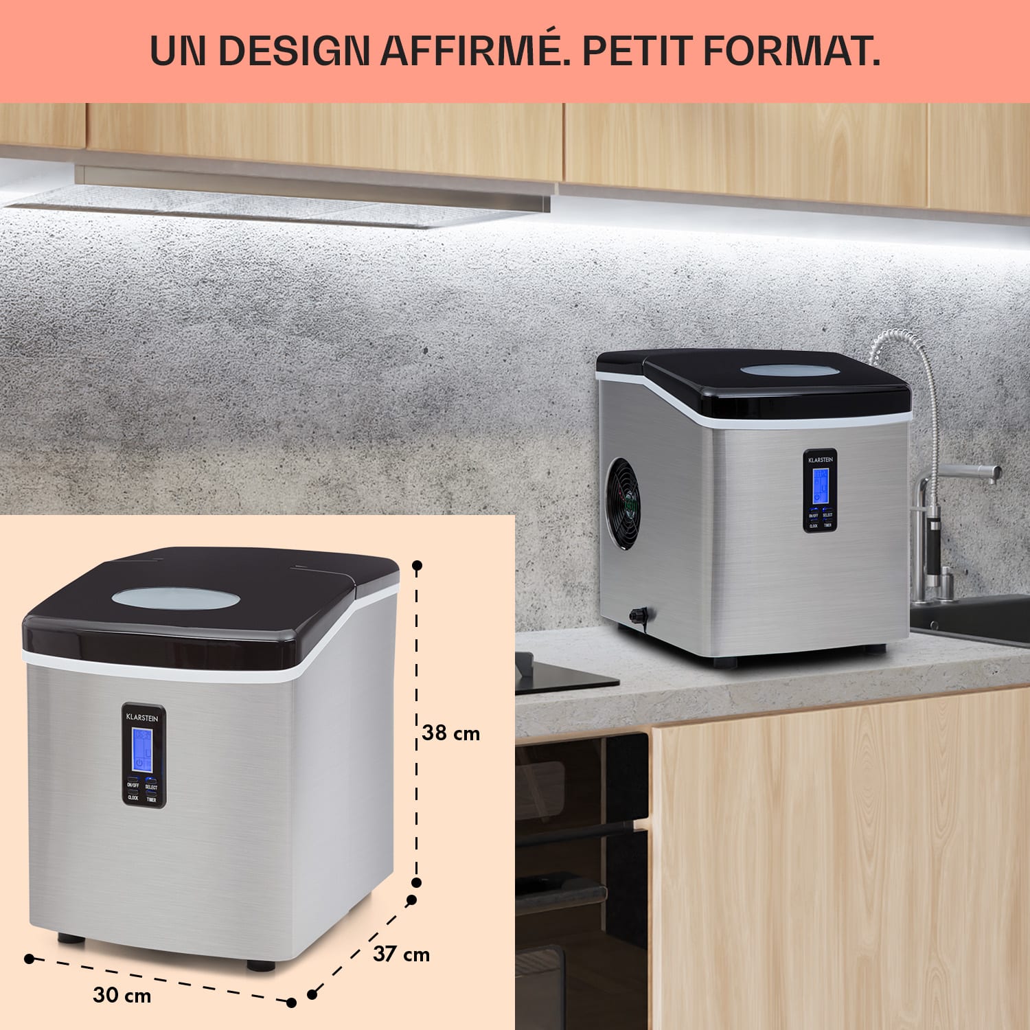 Mr. Black-Frost Machine à glacons 150W acier 15kg Noir