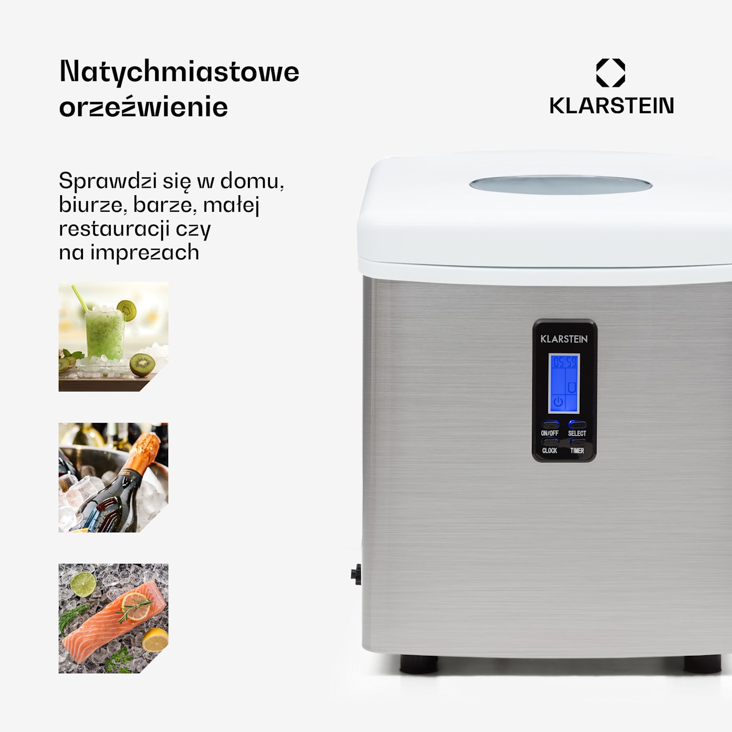 Kostkarka do lodu Mr. Silve-Frost 150W stal szlach Biały