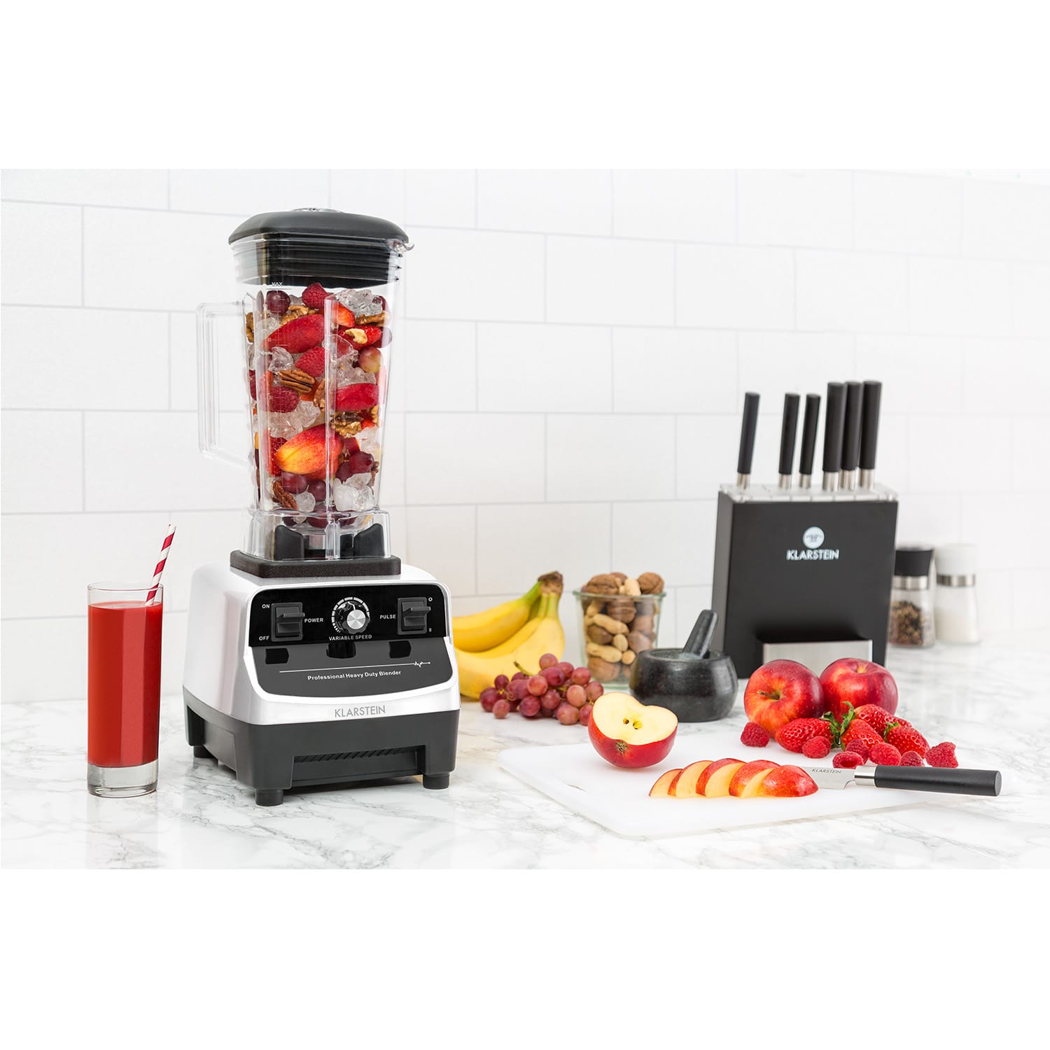 Klarstein Herakles 3G asztali mixer, 1500 W, 2 liter, zöld smoothie, BPA mentes, fehér Fehér
