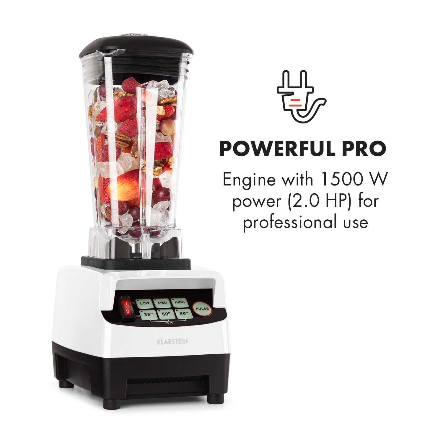 Klarstein Herakles 5G asztali mixer, 1500 W, 2 liter, zöld smoothie, BPA mentes, fehér Fehér