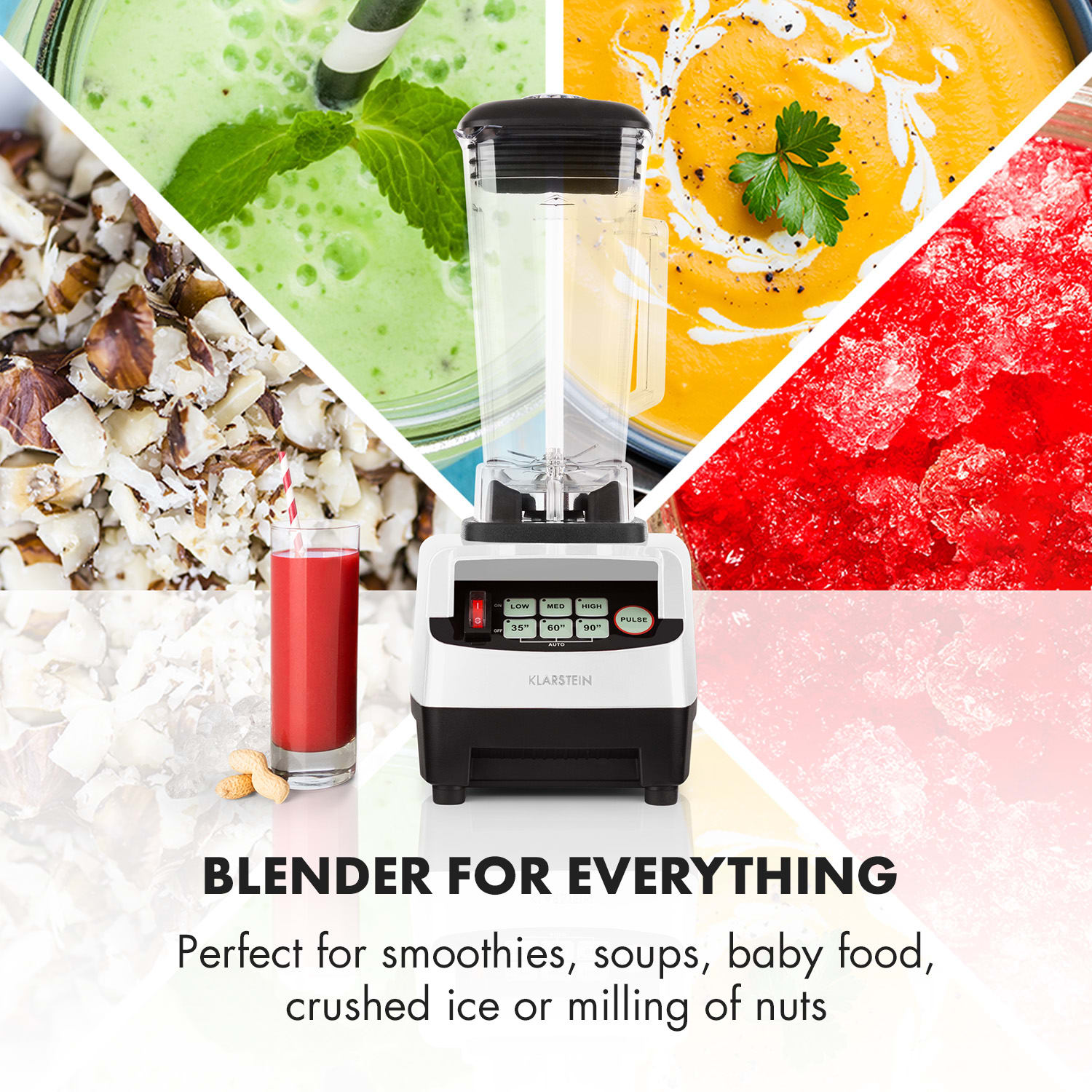 Klarstein Herakles 5G asztali mixer, 1500 W, 2 liter, zöld smoothie, BPA mentes, fehér Fehér
