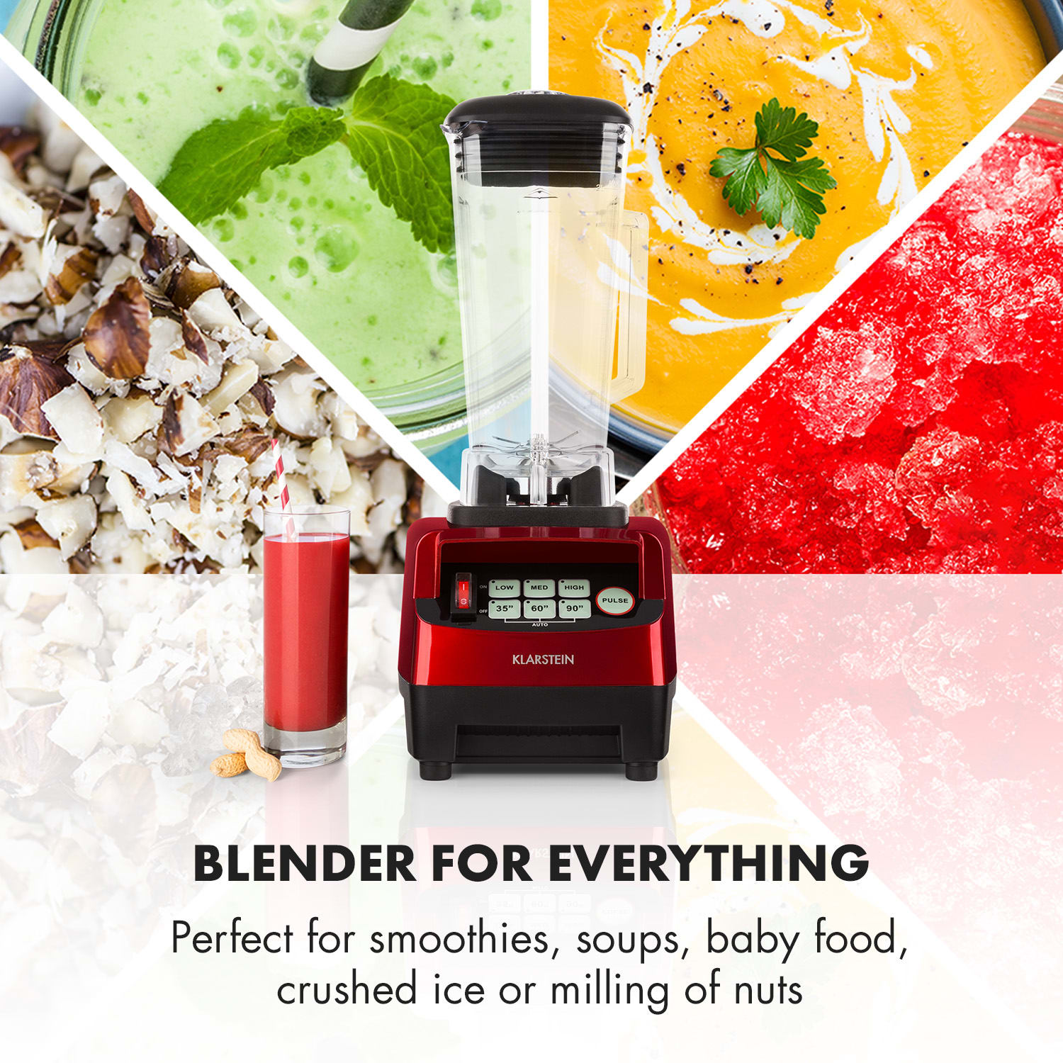 Herakles 5G, mixer, 1500 W, 2 HP, 40 000 fordulat/perc, BPA nélkül, 2 l, piros Piros