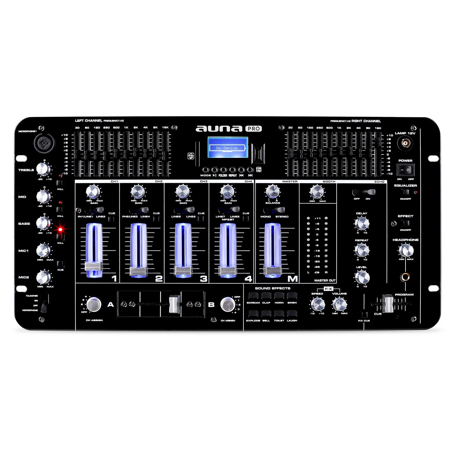 Kemistry 3 B, mikser audio, 4-kanałowy, Bluetooth, USB, SD, phono Czarny