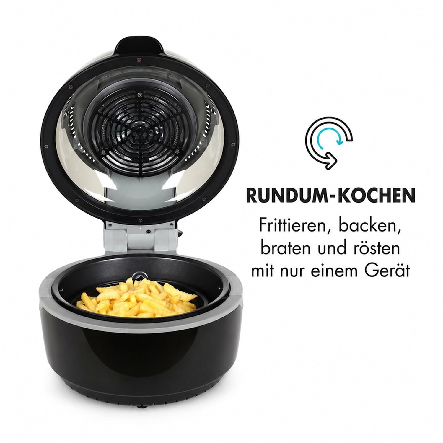 VitAir Heißluftfritteuse schwarz 1400W Grillen Backen 10 Liter Schwarz