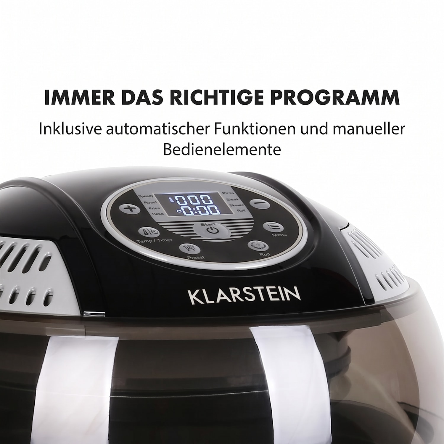 VitAir Heißluftfritteuse schwarz 1400W Grillen Backen 10 Liter Schwarz