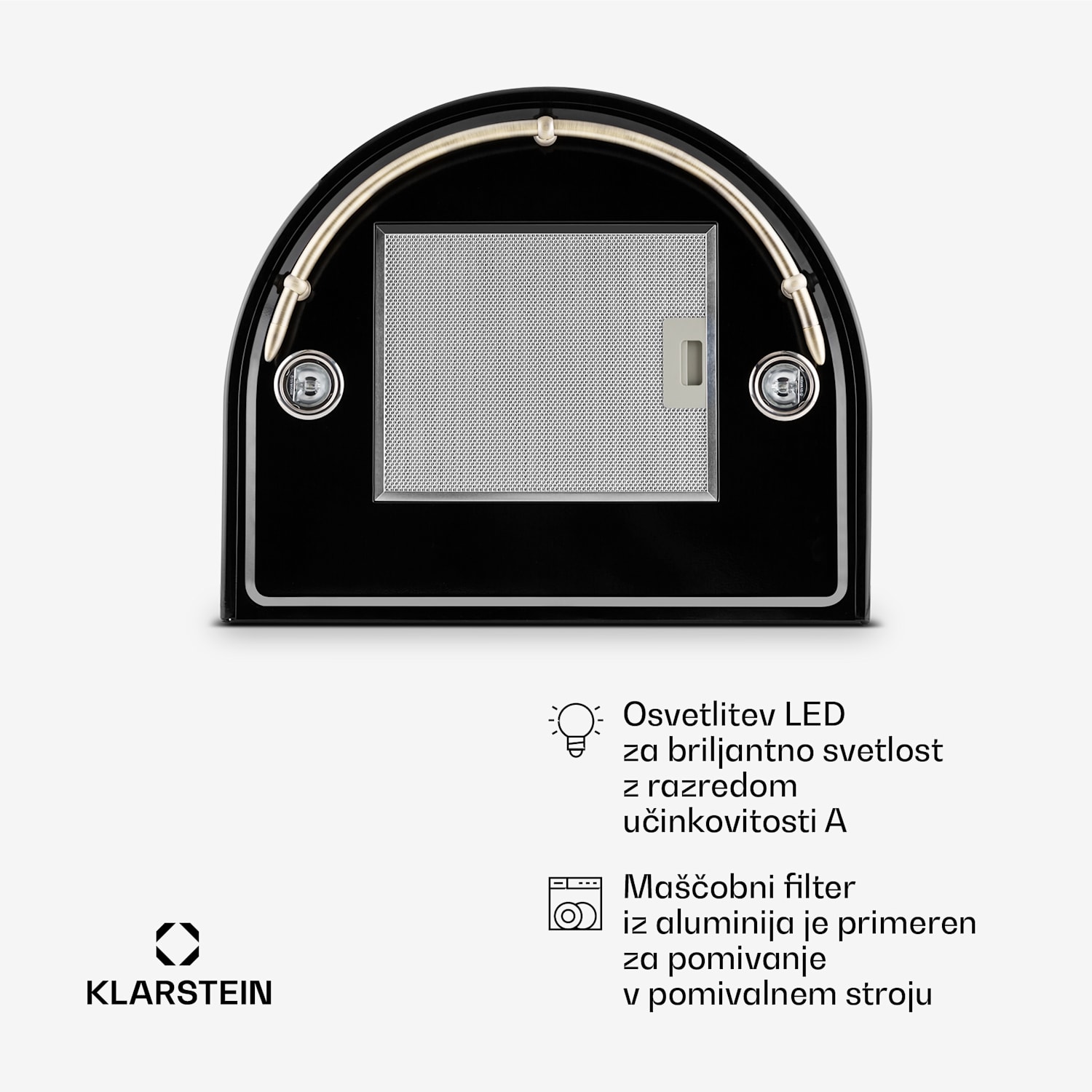 Noir Retro Kuhinjska Napa 60cm Nerjaveče Jeklo - črna Matt Črna