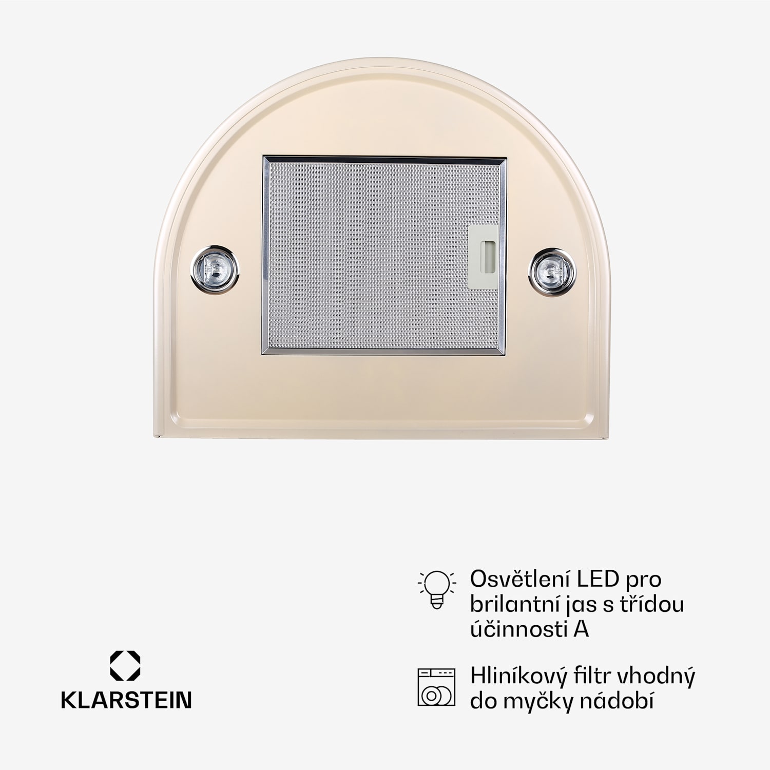 Lumio Primo, digestoř, 60 cm, komínová, 490 m³/h, retro design, nerezová ocel, champagne Niklová metalíza