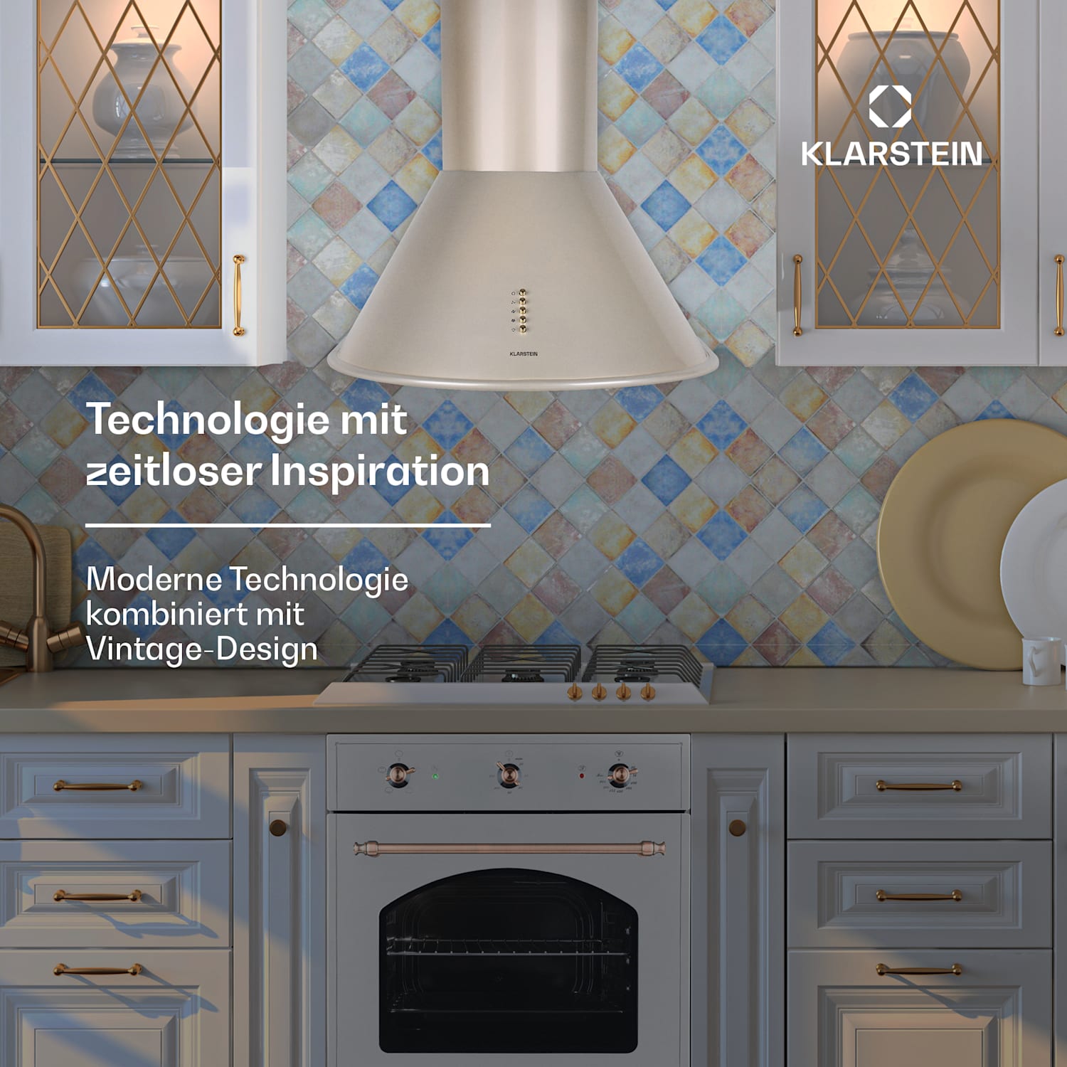  Lumio Primo cappa aspirante retrò, 60 cm, 490 m³/h, luci LED Nickle metallizzato