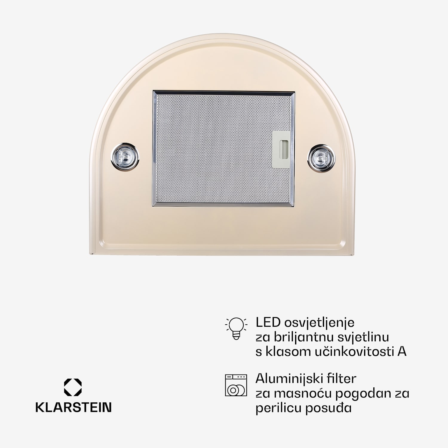 Klarsten Lumio, kuhinjska napa, nehrđajući čelik, boja pjenušca Nikl metalik