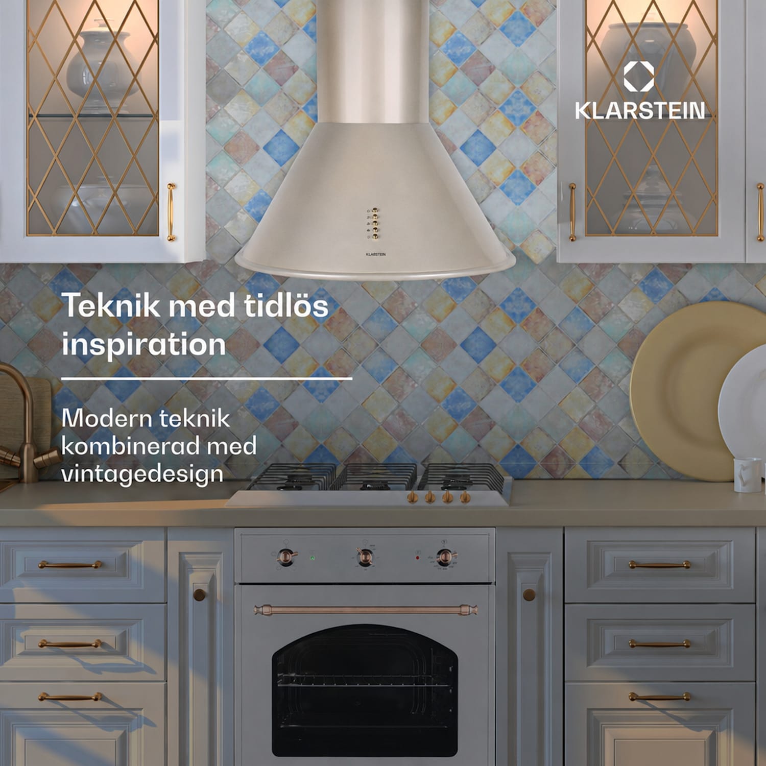 Lumio Primo Retro-spisfläkt 60cm 352 m³/h LED-lampor 400 m³/h | Nickel Metallic