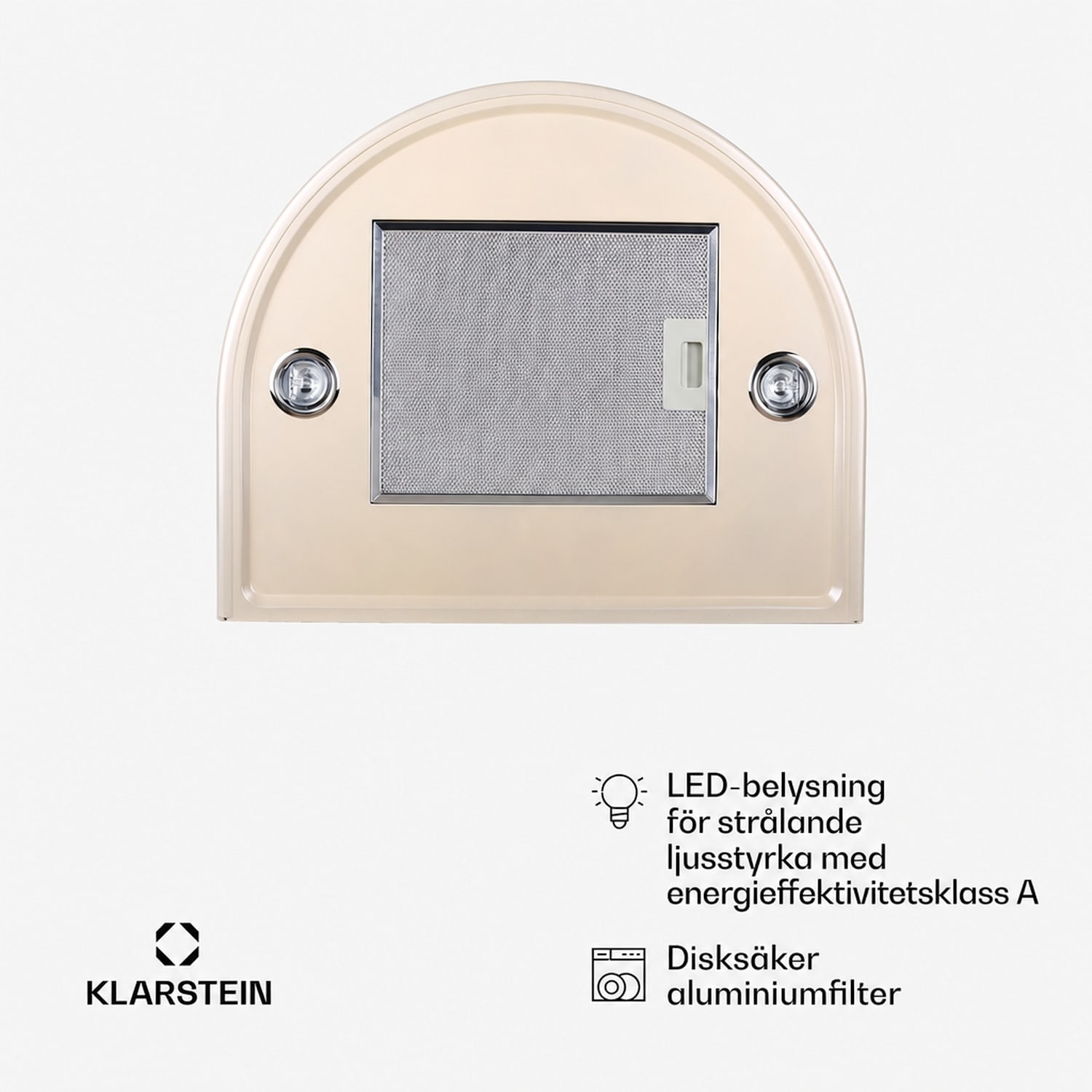 Lumio Primo Retro-spisfläkt 60cm 352 m³/h LED-lampor 400 m³/h | Nickel Metallic