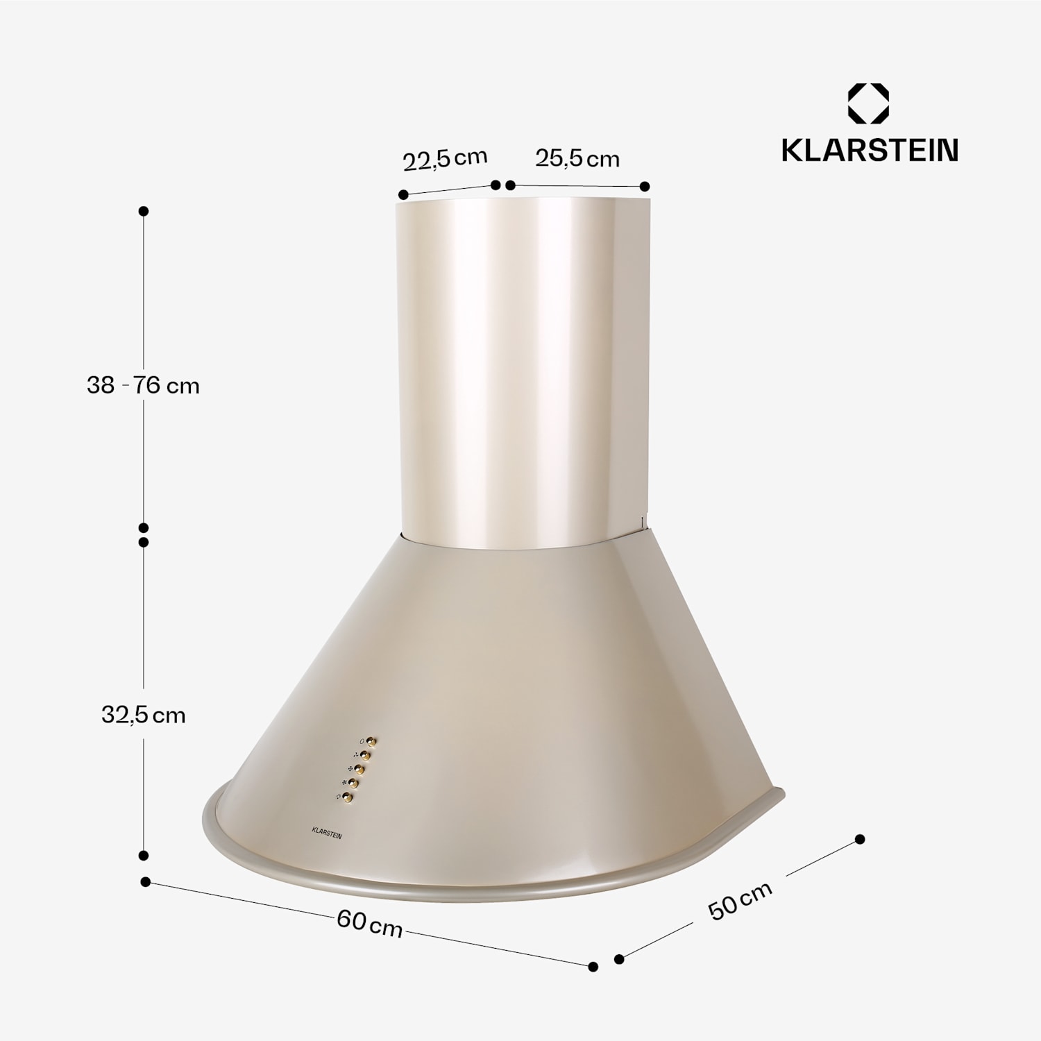  Lumio Primo Retro-Dunstabzugshaube 60cm 490 m³/h LED-Leuchten Nickel-Metallic