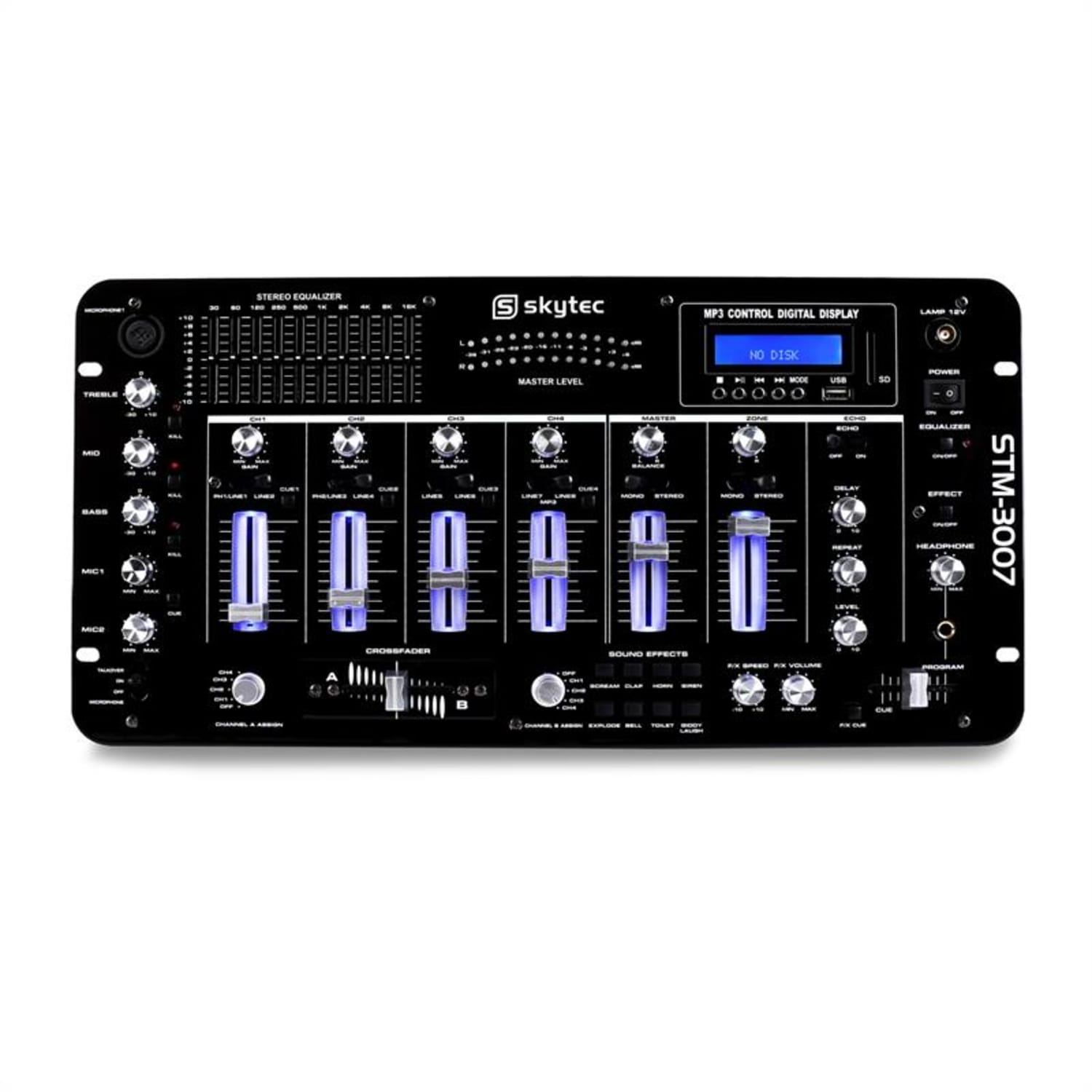STM-3007, 6-kanálový DJ mixážny pult, bluetooth, USB, SD, MP3 