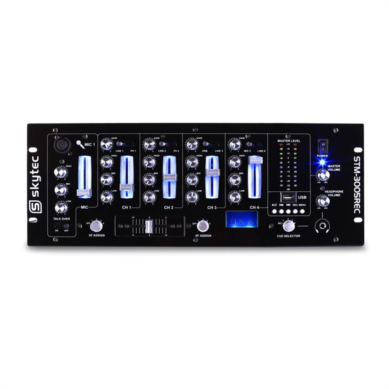 STM-3005REC, 4kanálový DJ mixážní pult, USB, MP3, REC, EQ 