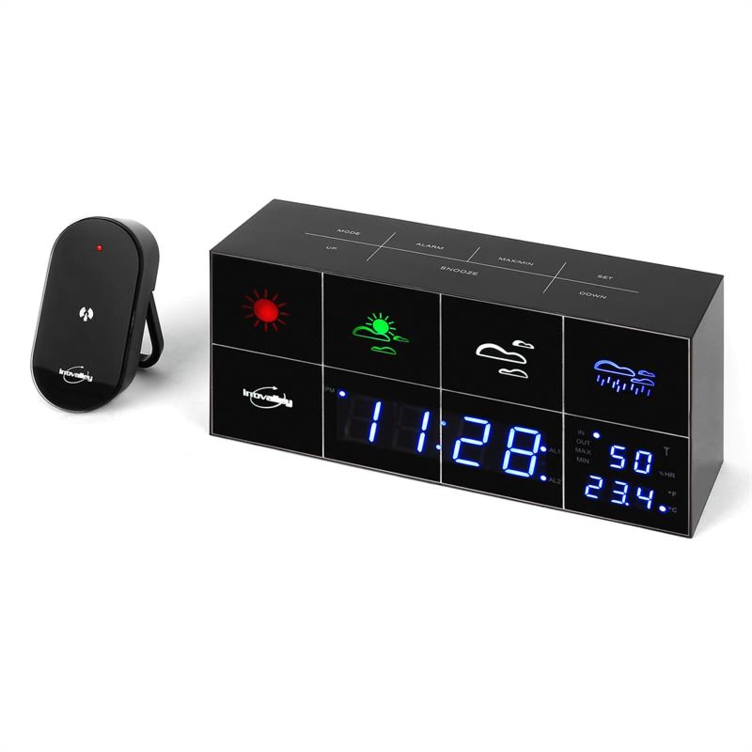 Innovalley SM500 stacja pogodowa budzik termometr higrometr lustro 
