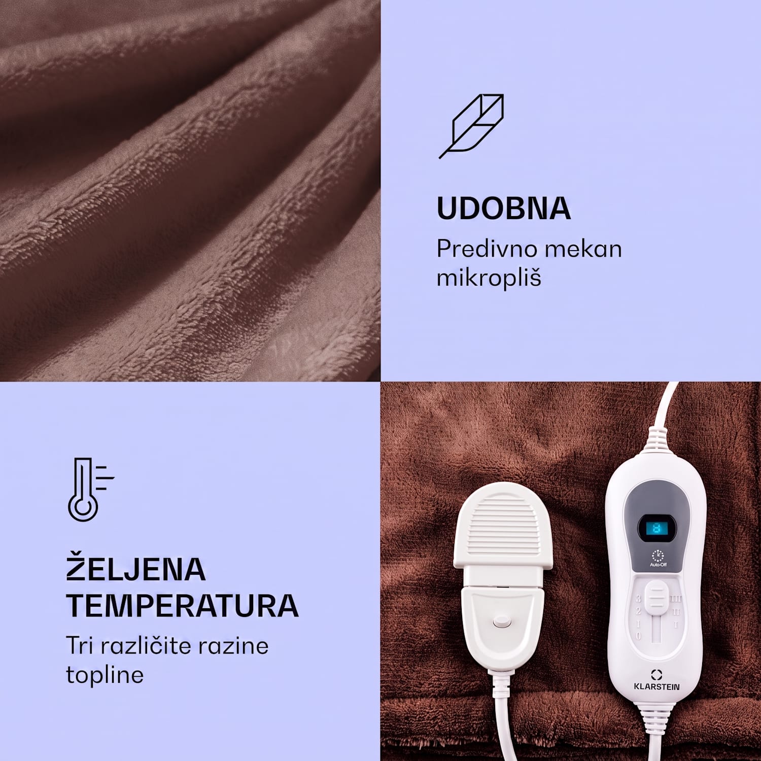 DR. WATSON, 120 W, 180 x 130 cm, grijača deka, periva, zemljano smeđa Zemljasto smeđa | XL