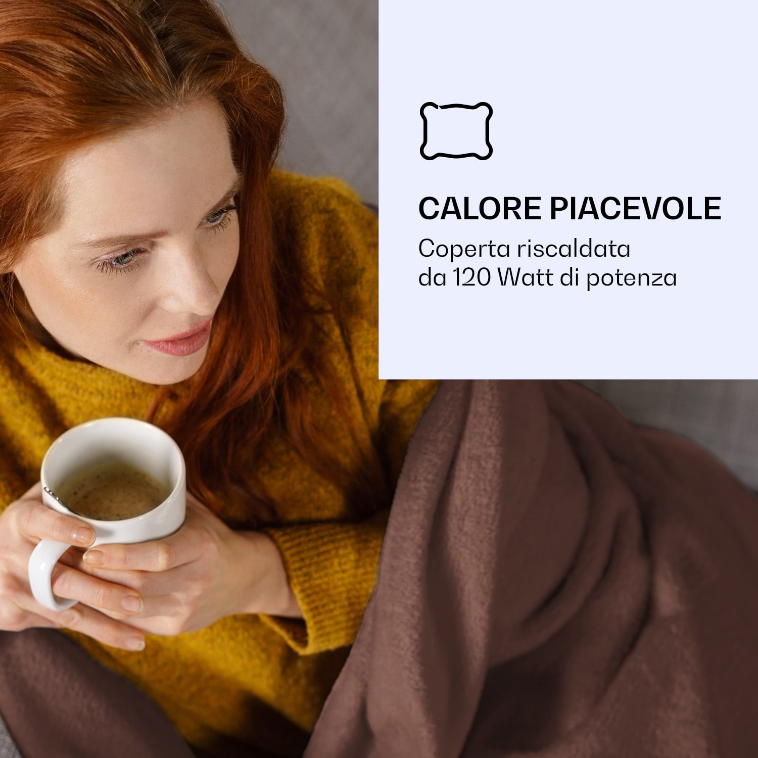 Dr. Watson XL - Termocoperta, 120 W, 3 livelli di temperatura, elemento di controllo, 180 x 130 cm Terra Marrone | XL