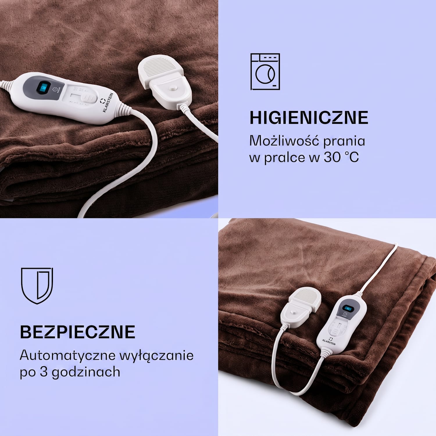 Dr. Watson koc elektryczny 120 watów nadaje się do prania 180x130cm Ziemia Brązowa | XL