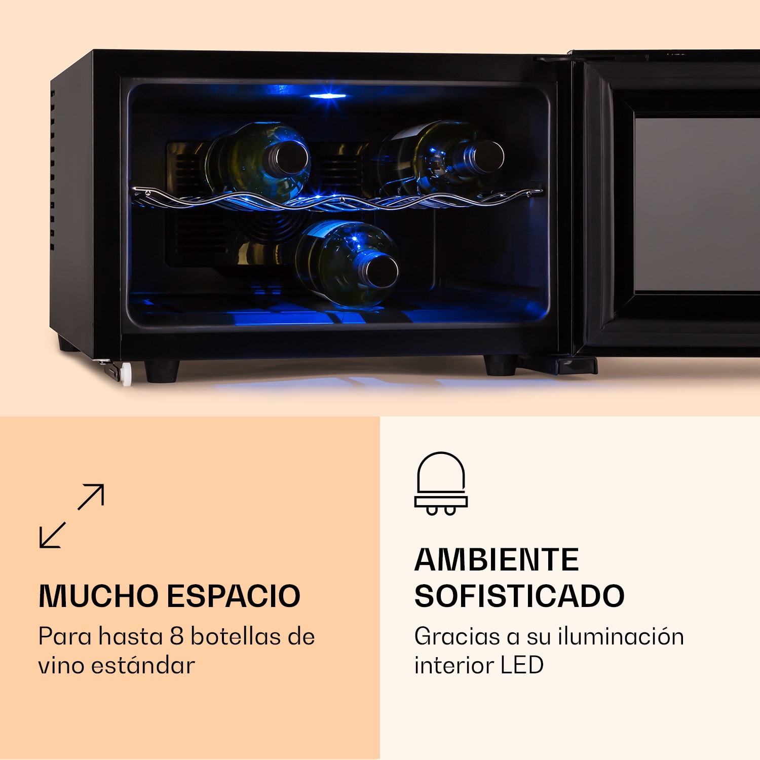 Reserva Piccola Nevera para vinos 8 botellas 20 litros LED 