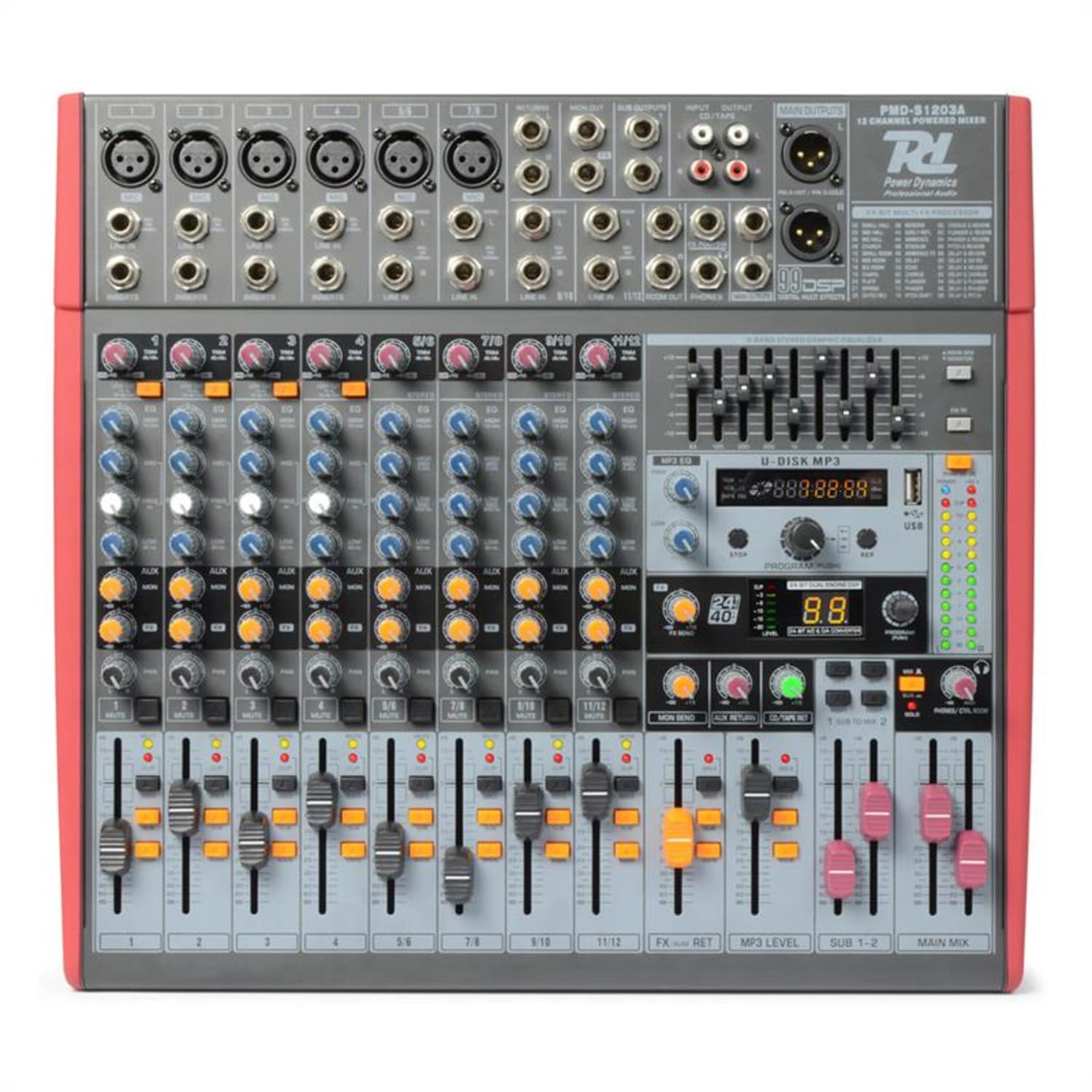 PDM-Š1203,12 kanálový mixpult USB,DSP,AUX,EQ 