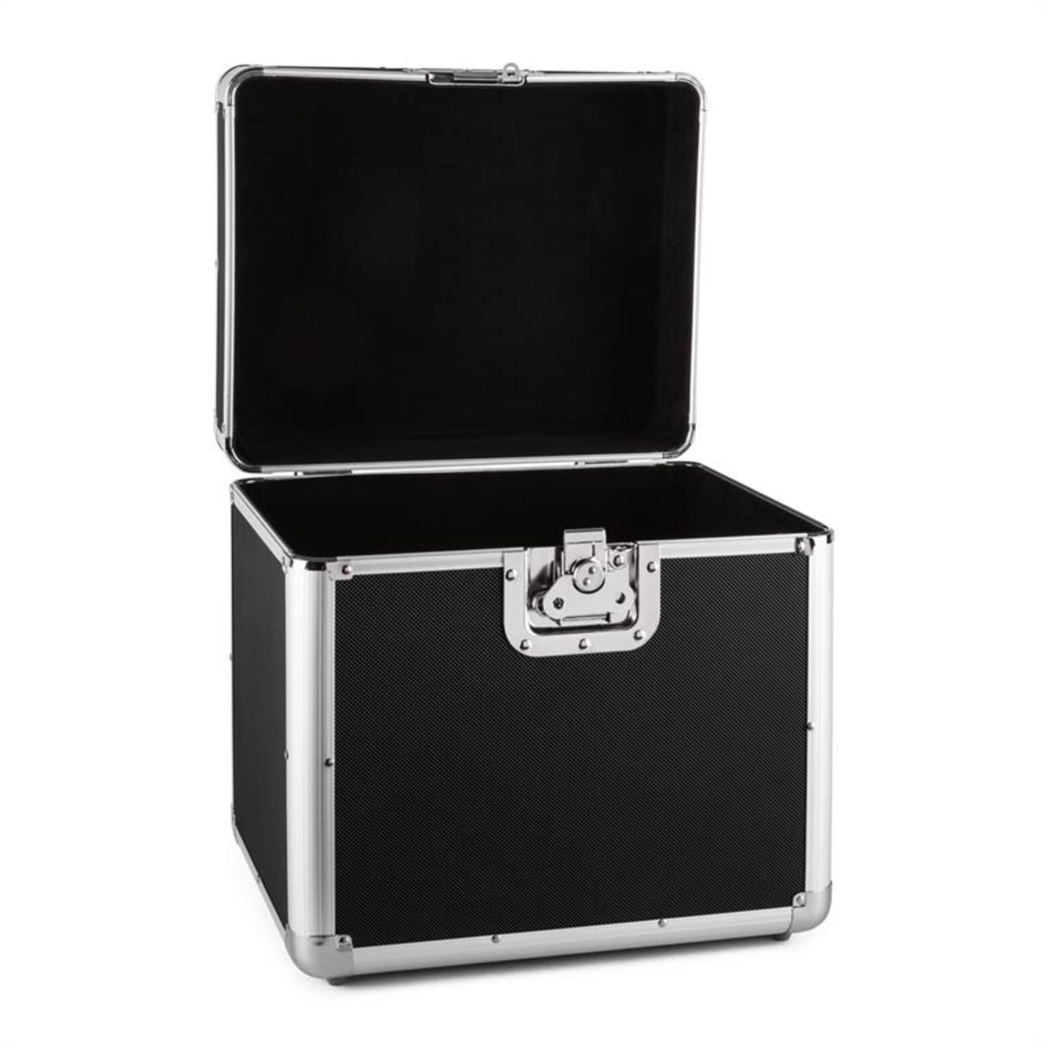 Zeitkapsel Aluminium-Plattenkoffer Vinyl-Case 70 Stück LP schwarz Schwarz / Silber-Metallic